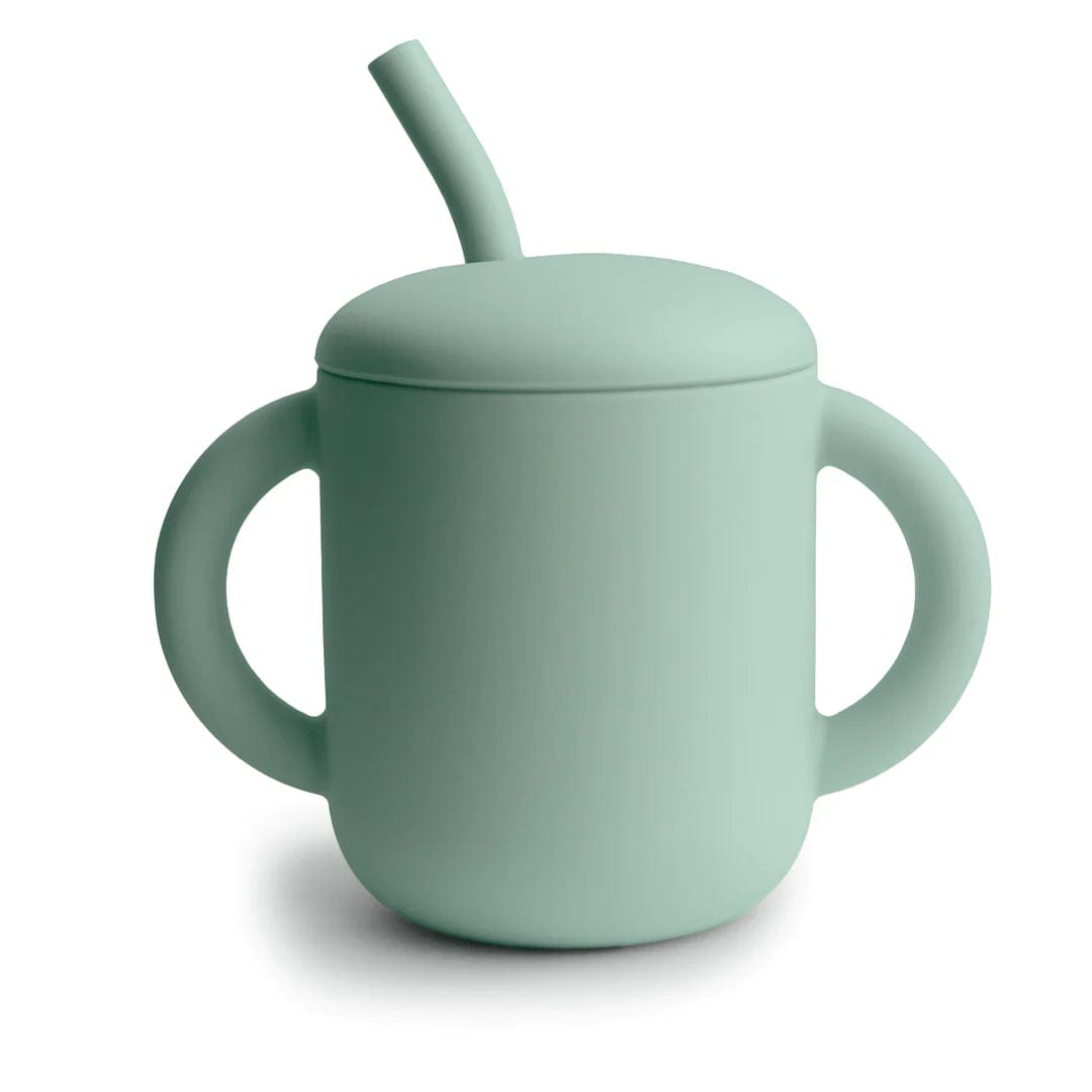 Mushie Silicone Baby Training Cup with Straw - Leak Proof Spill Proof Toddler Sippy Cup for Drinking Water, Milk & Juice - BPA Free, Dishwasher Safe for Home, Travel & Daycare Use