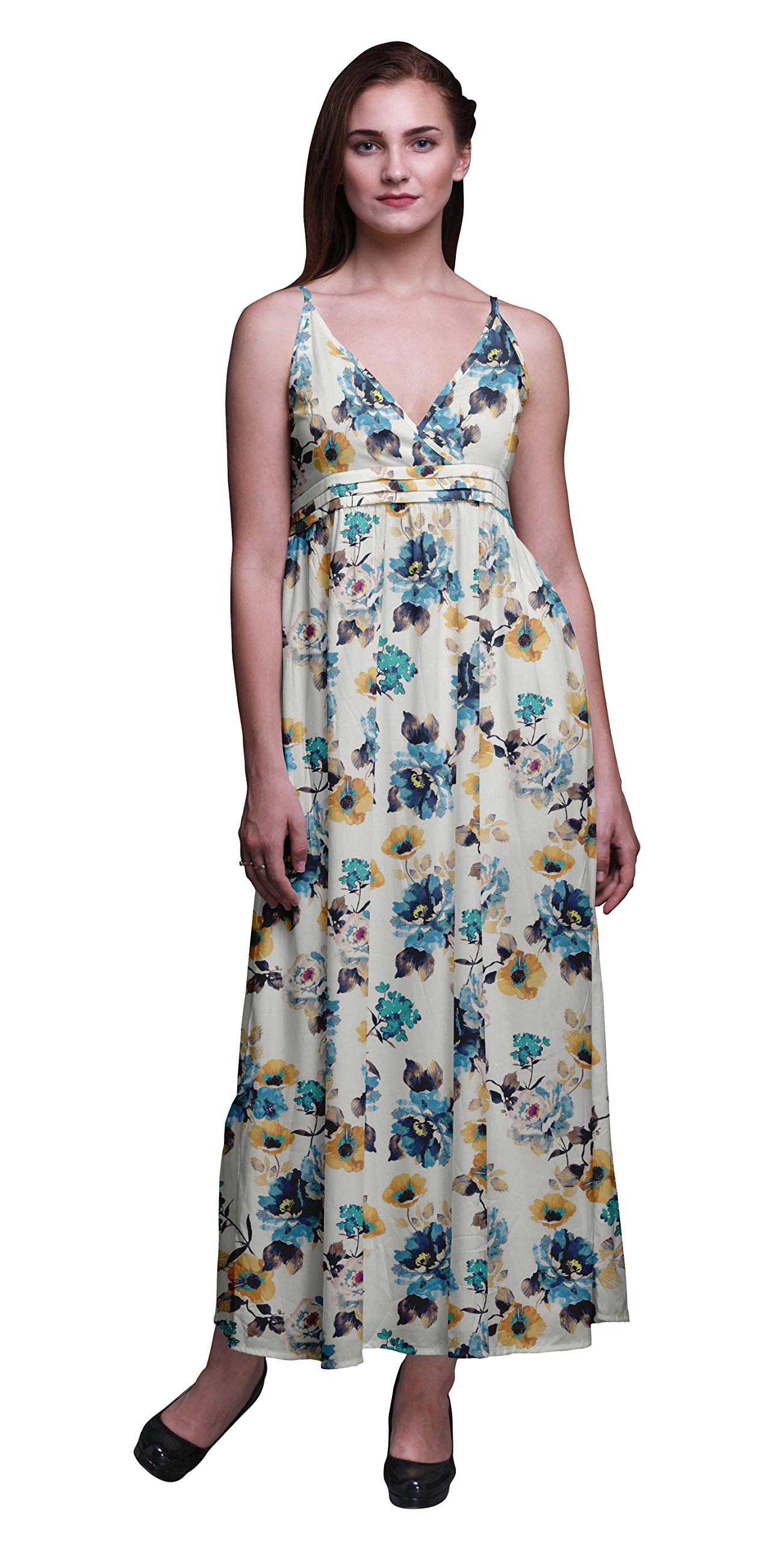Bimba Women's Printed Sleeveless Bohemian Maxi Dress - Strappy Summer Beach Cover Up for Vacations, Pool Parties & Tropical Getaways