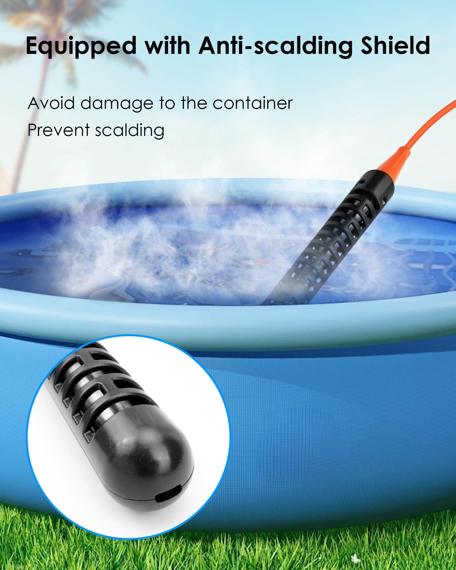 1500W 120V Titanium Water Heater Assembly with NEMA 6-15P Plug - Submersible Electric Heater for Bathtub, Hot Tub, Pool & Water Tank - Portable Immersion Heater for Spa, Swimming Pool & Home Use