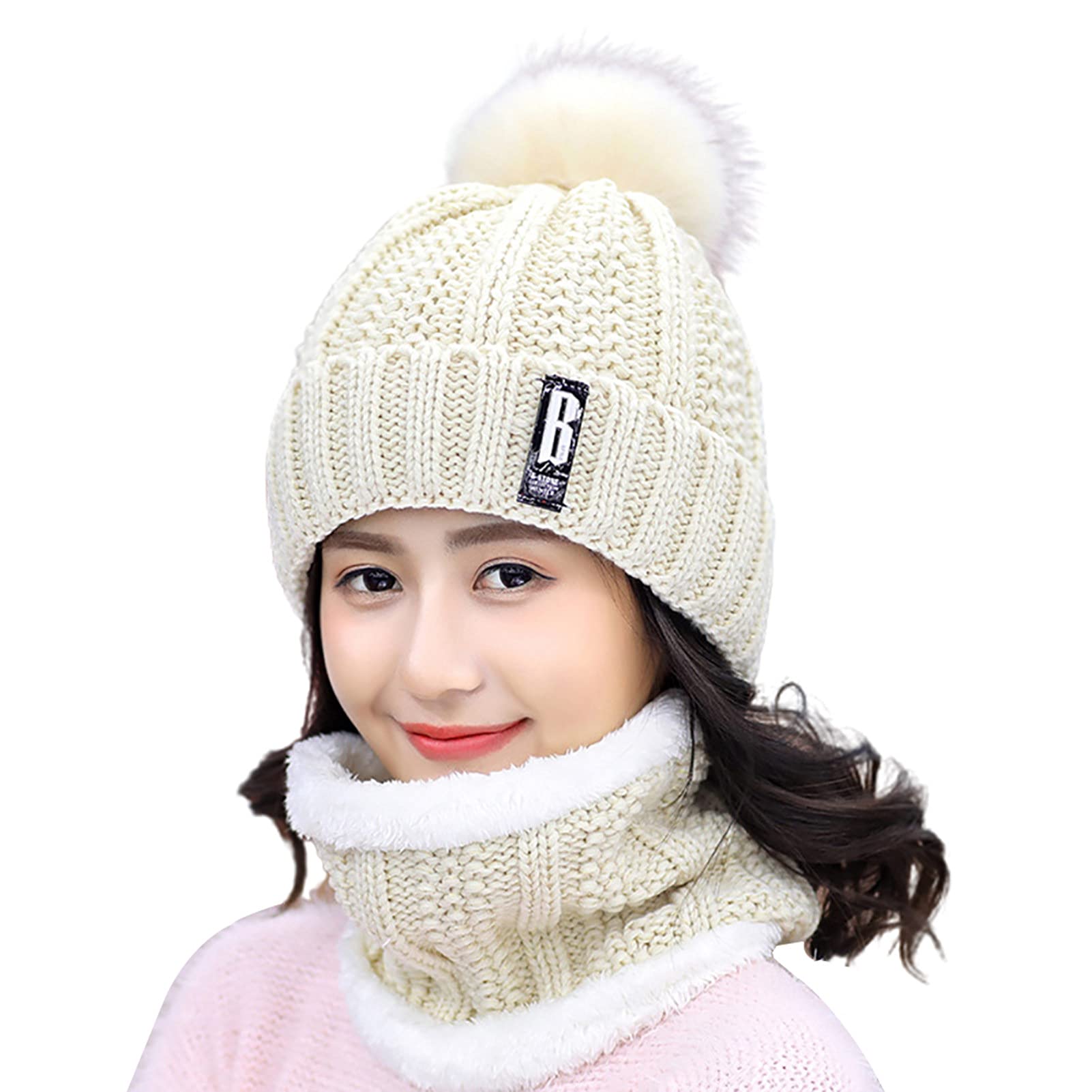Cozy Knitted Beanie Scarf Set - Warm Wool Blend Winter Hat & Neck Warmer for Men & Women - Perfect for Cycling, Skiing, and Outdoor Activities