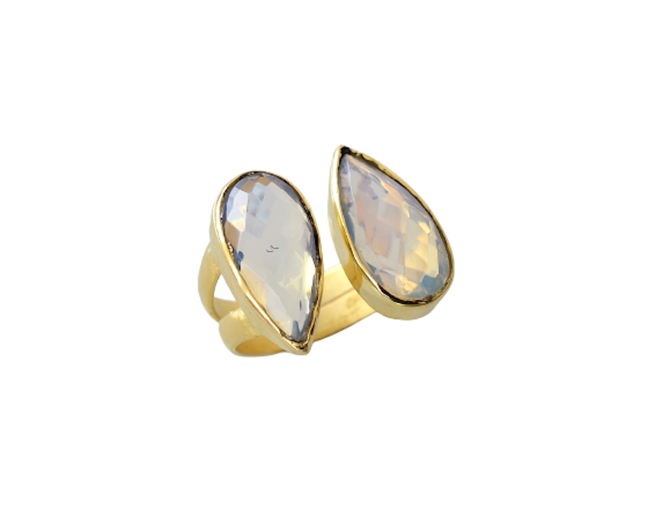 18K Gold Plated Fire Opal Ring for Women - Handmade October Birthstone Jewelry with Rainbow Color Gemstone - VR-385 | Elegant Gift for Birthday, Anniversary & Special Occasions