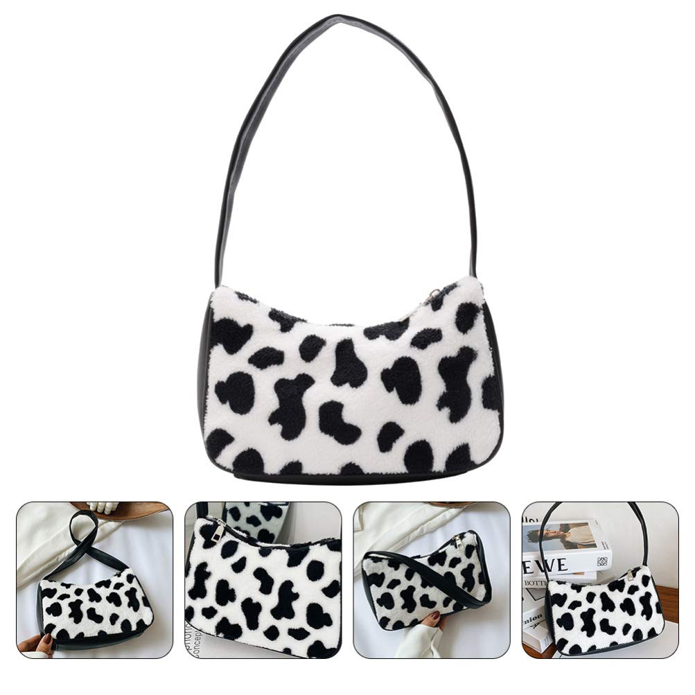 VALICLUD Women's Mini Shoulder Bag - Faux Fur Cow Print Crossbody Purse & Clutch Handbag for Casual Outings, Parties, and Daily Use