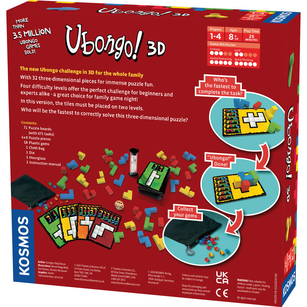 Ubongo 3D Puzzle Game - Brain Teaser & Family Board Game for Kids & Adults - Perfect for Family Game Nights, Classroom Activities & Party Entertainment