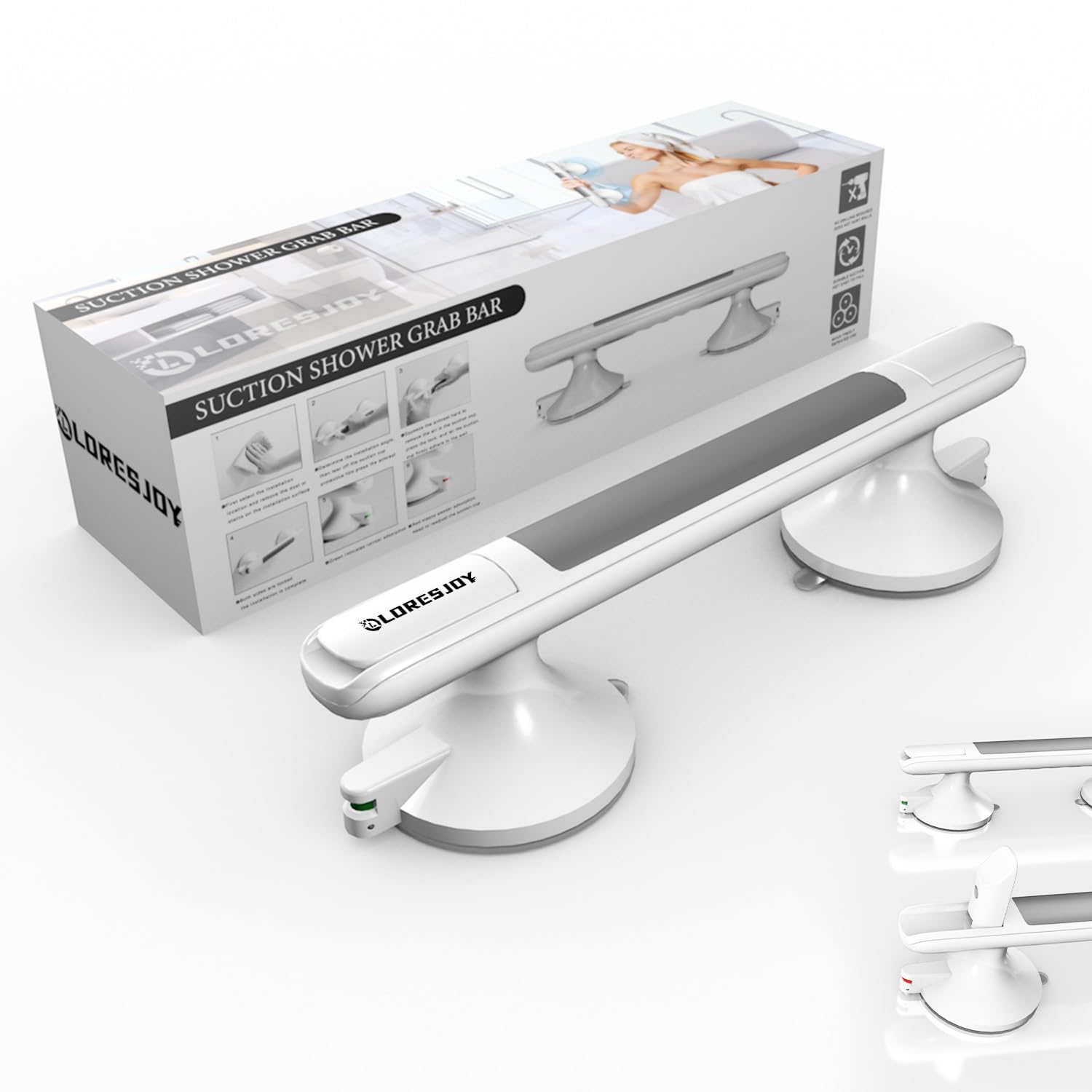 **Non-Slip Suction Shower Grab Bars for Elderly & Seniors - Bathtub Safety Handles with Strong Suction, No Drilling, Waterproof - Ideal for Bathroom, Shower & Wet Areas**