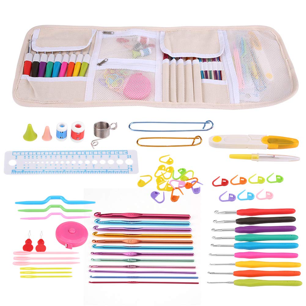 Premium Knitting Cable Stitch Needle Kit with Crochet Hooks, Stitch Markers & Tape Measure - Complete Weaving Tools Set for DIY Craft Projects, Socks & Sweater Making