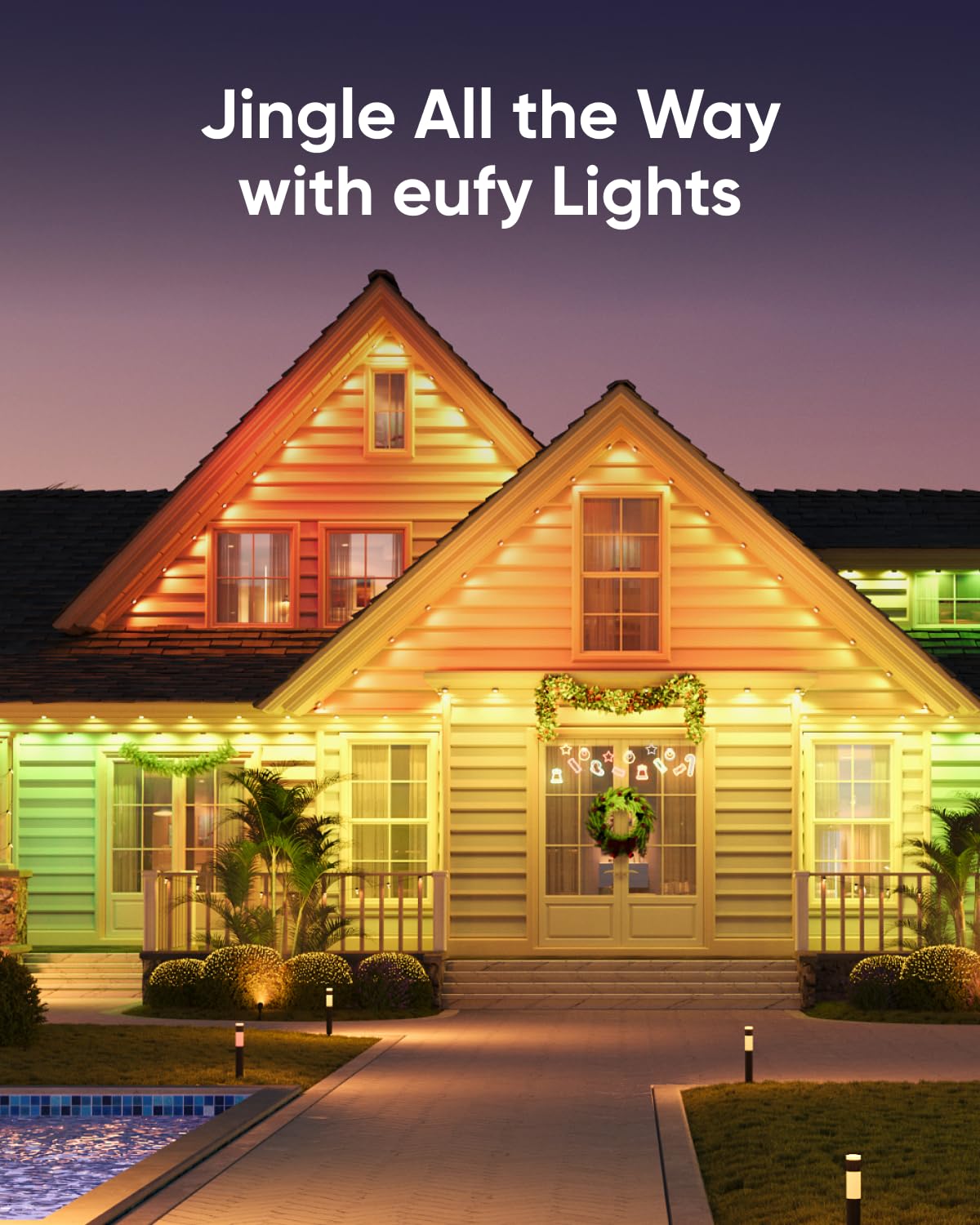 eufy Permanent Outdoor Lights E22 - 50ft Smart RGBWW Christmas Lights with 30 Triple-LEDs, IP67 Waterproof, AI Lighting Themes - Perfect for Holiday Decorations, Home Security Linking with Cameras (Ideal for Christmas, Halloween, and Year-Round Outdoor Lighting)