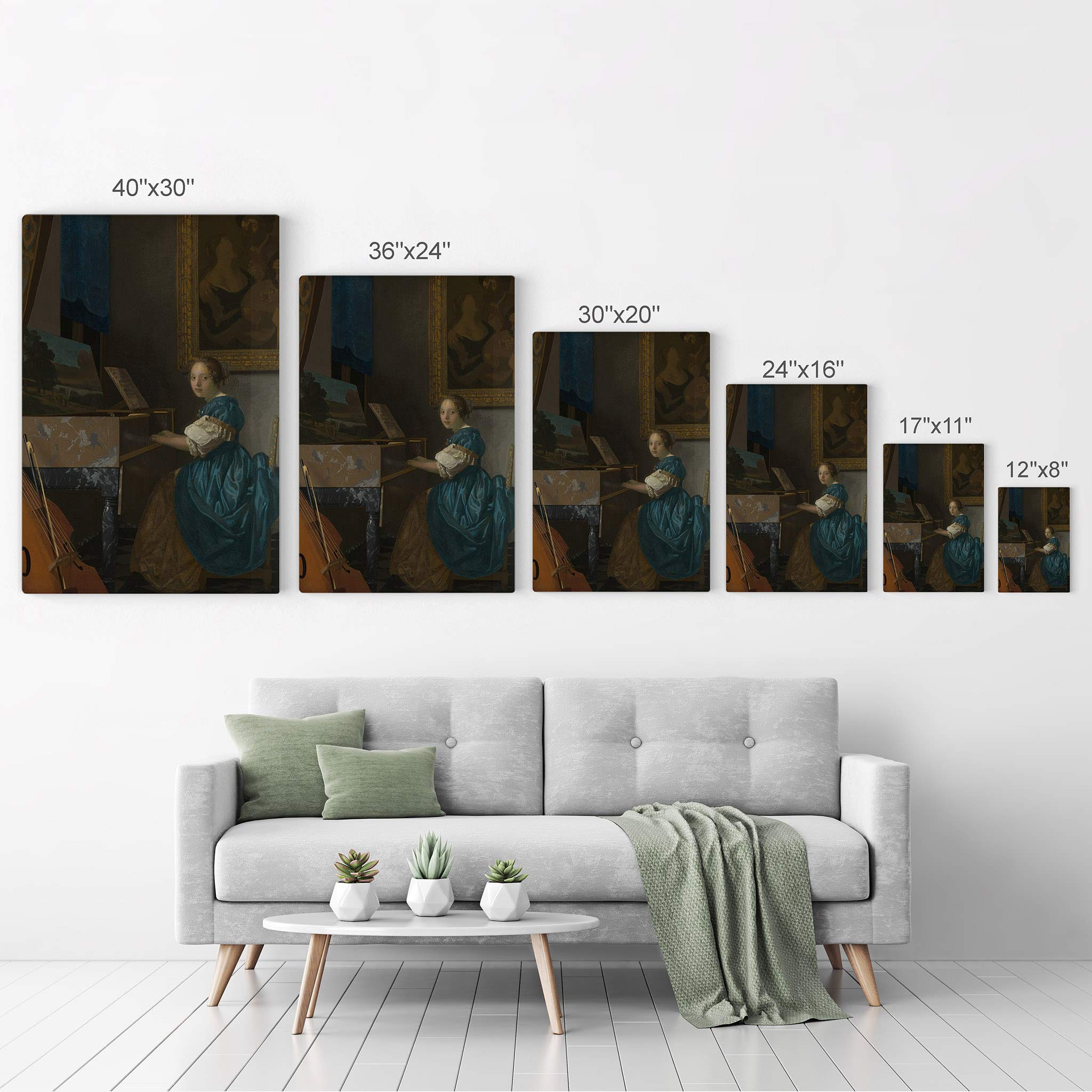 Johannes Vermeer 'Lady Seated at a Virginal' Classic Oil Painting Reproduction - Premium Metal Wall Art Print (30x20 Inch) | Famous Fine Art Home Decor | Ready to Hang | Made in USA | Perfect for Living Room, Bedroom & Office Decor