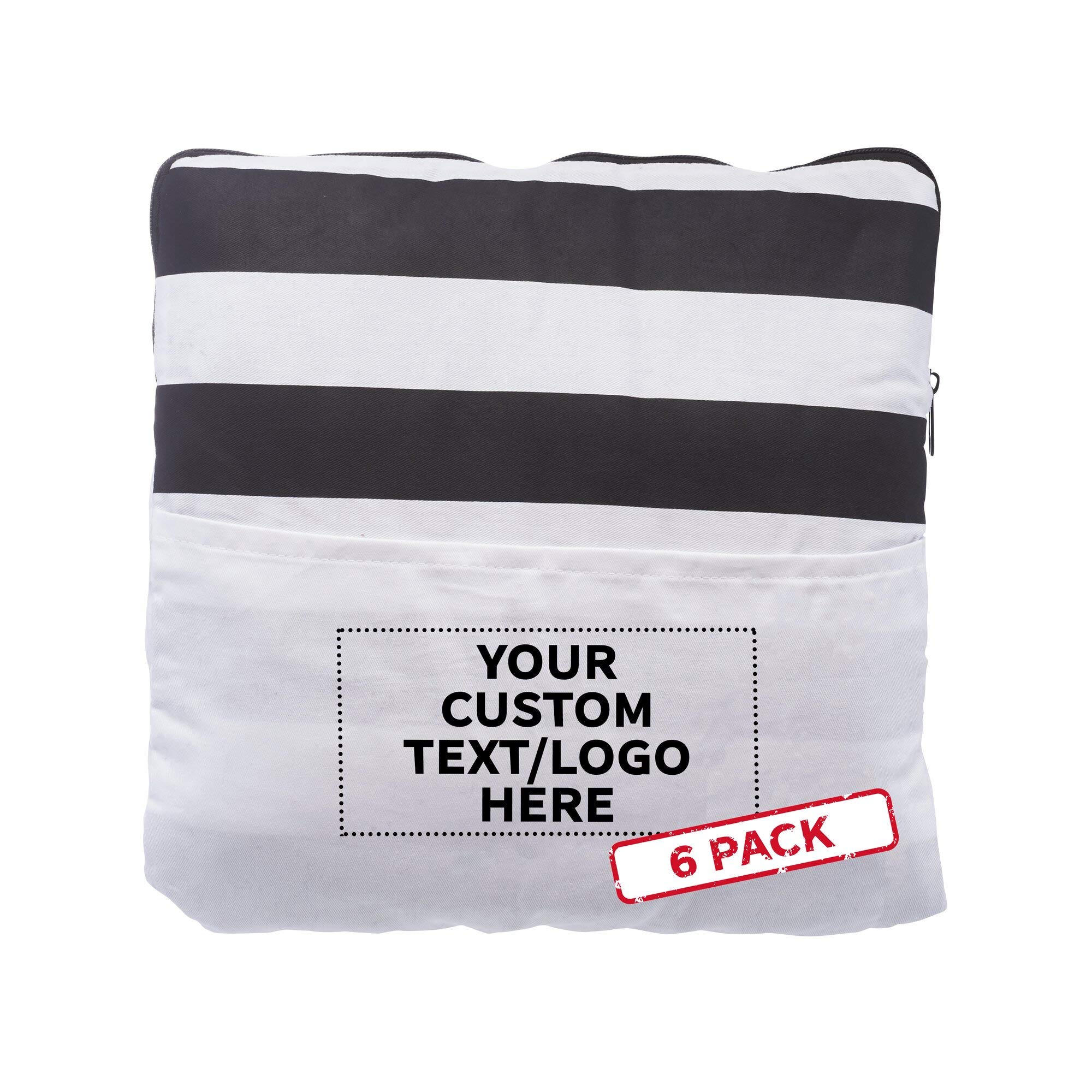 2-in-1 Cordova Pillow Blanket Set with Custom Text & Logo - Soft Fleece Blanket with Front Pocket - Black - Perfect for Home, Office, Travel & Gifts