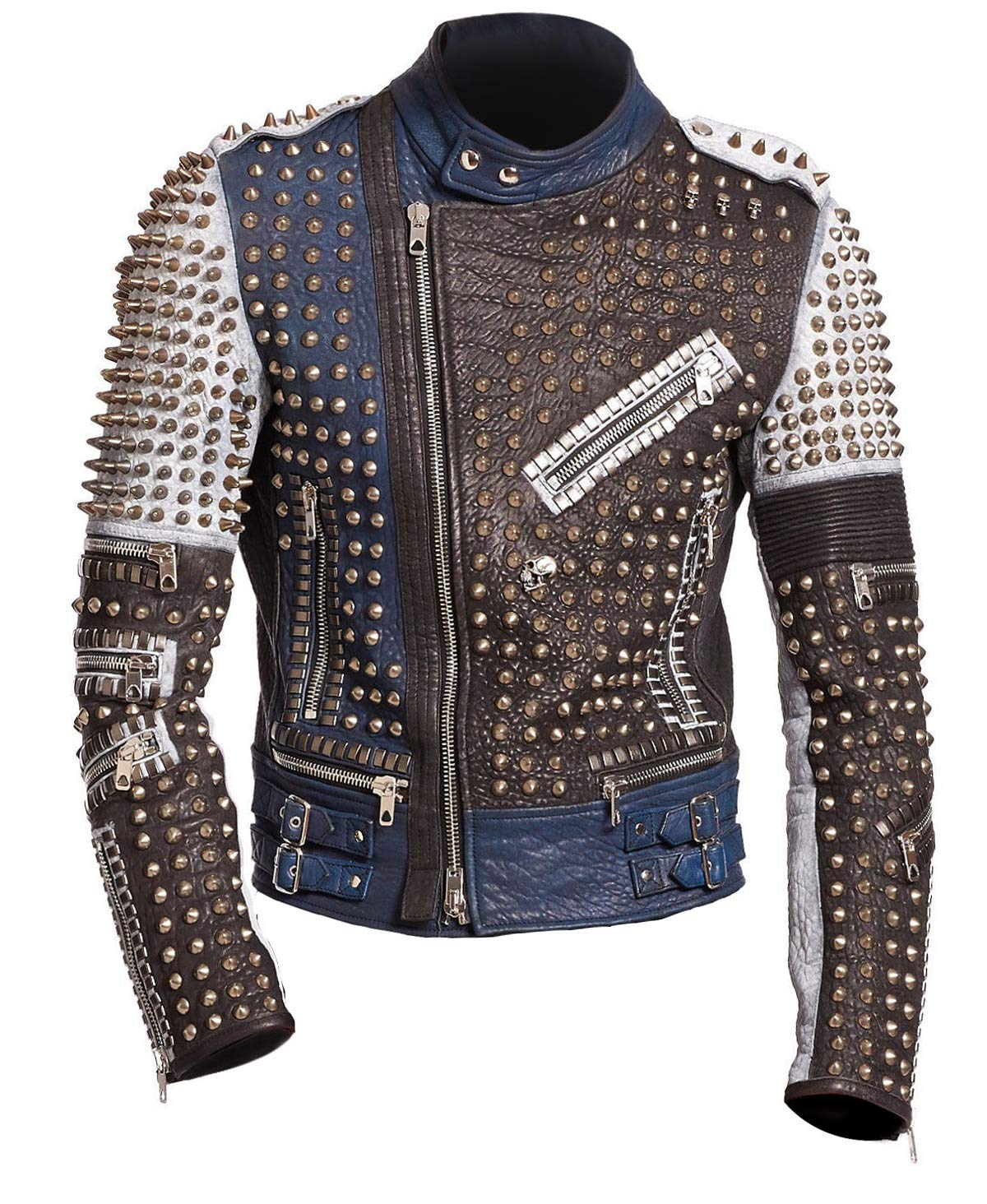Men's Cafe Racer Motorcycle Jacket - Vintage Punk Style Leather Biker Jacket with Studs | Perfect for Riding, Casual Wear & Rock Concerts