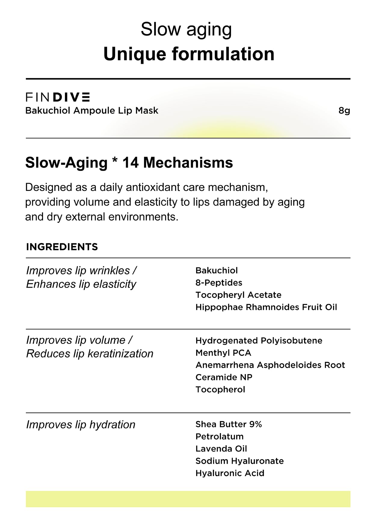 FINDIVE Bakuchiol Ampoule Lip Mask - Plant-Based Retinol Alternative for Dry Lips, 8g - Overnight Hydration & Anti-Aging Treatment for Soft, Plump Lips