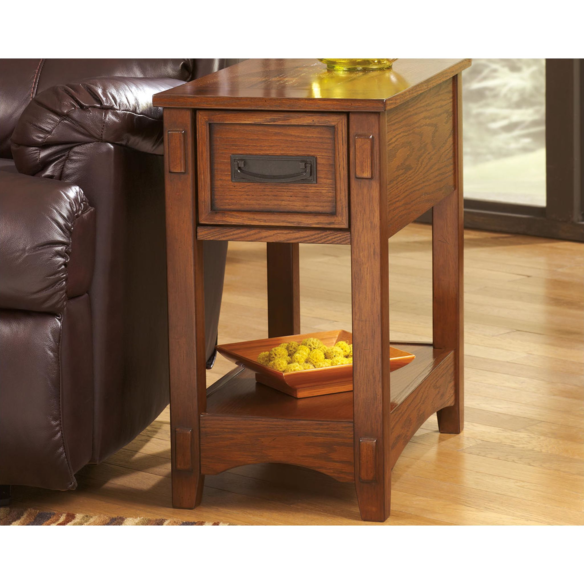 Breegin Modern End Table - Brown Wood Nightstand for Living Room, Bedroom & Office - Stylish Side Table with Storage Shelf