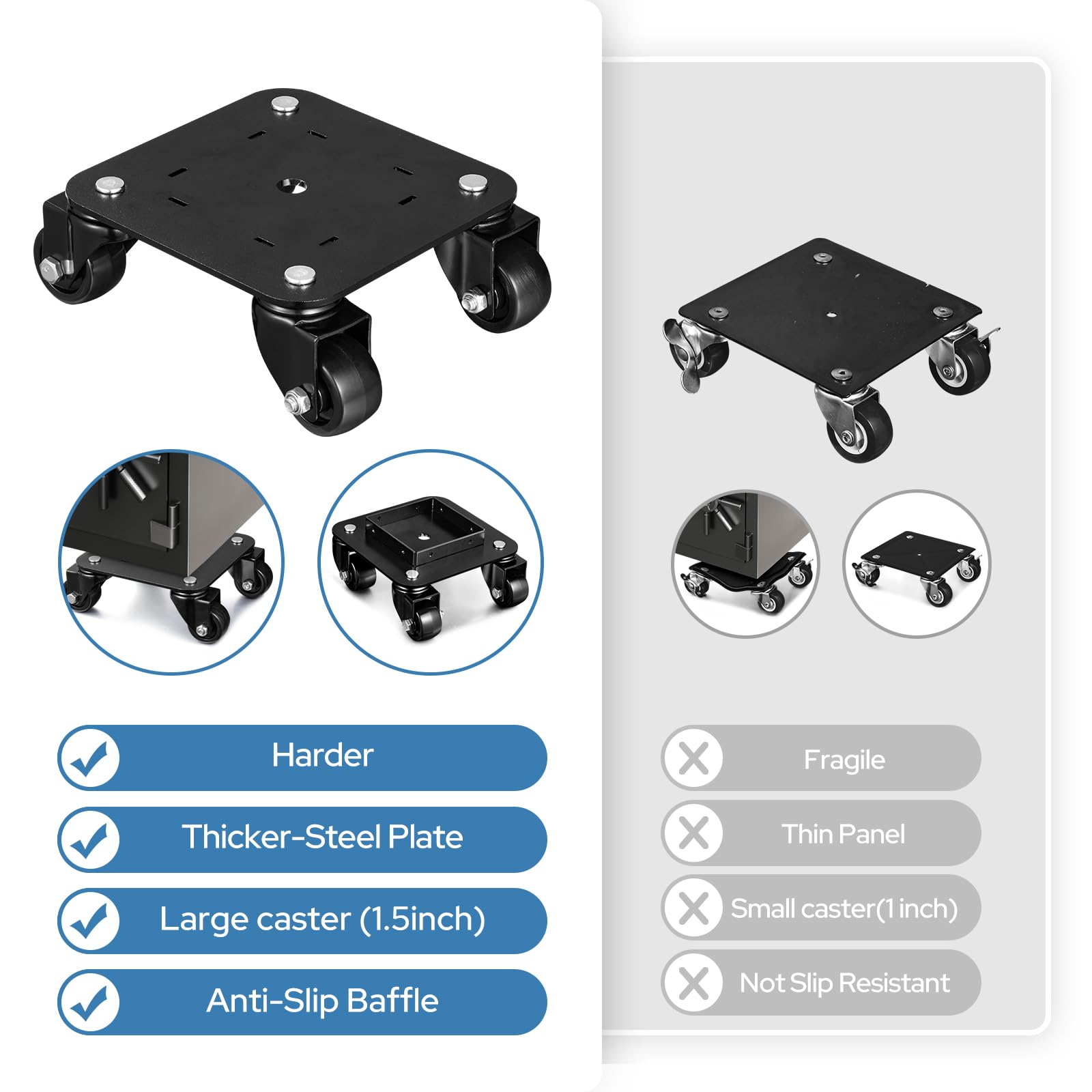 KEDSUM Heavy Duty Furniture Dolly with 4 Wheels - 1500LBS Capacity Moving Tool for Appliances, Refrigerators, Sofas & Pianos | Perfect for Home Moving, Warehouse Relocation & Office Furniture Rearranging