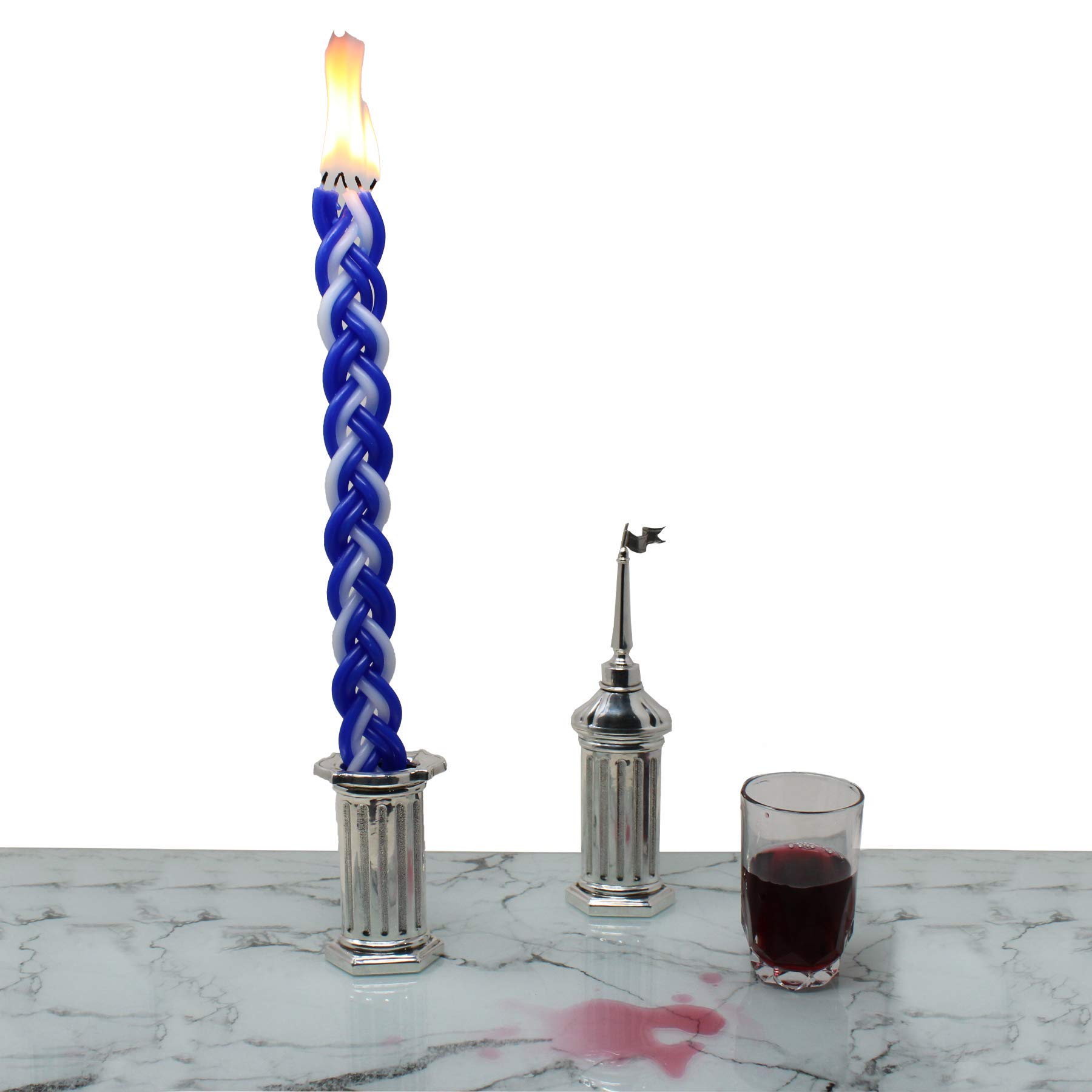 Handmade Blue and White Braided Havdalah Candles - 6 Pack Kosher Shabbat Candles (11 Inch) Made in Israel | Perfect for Motzei Shabbat, Jewish Holidays & Home Blessings