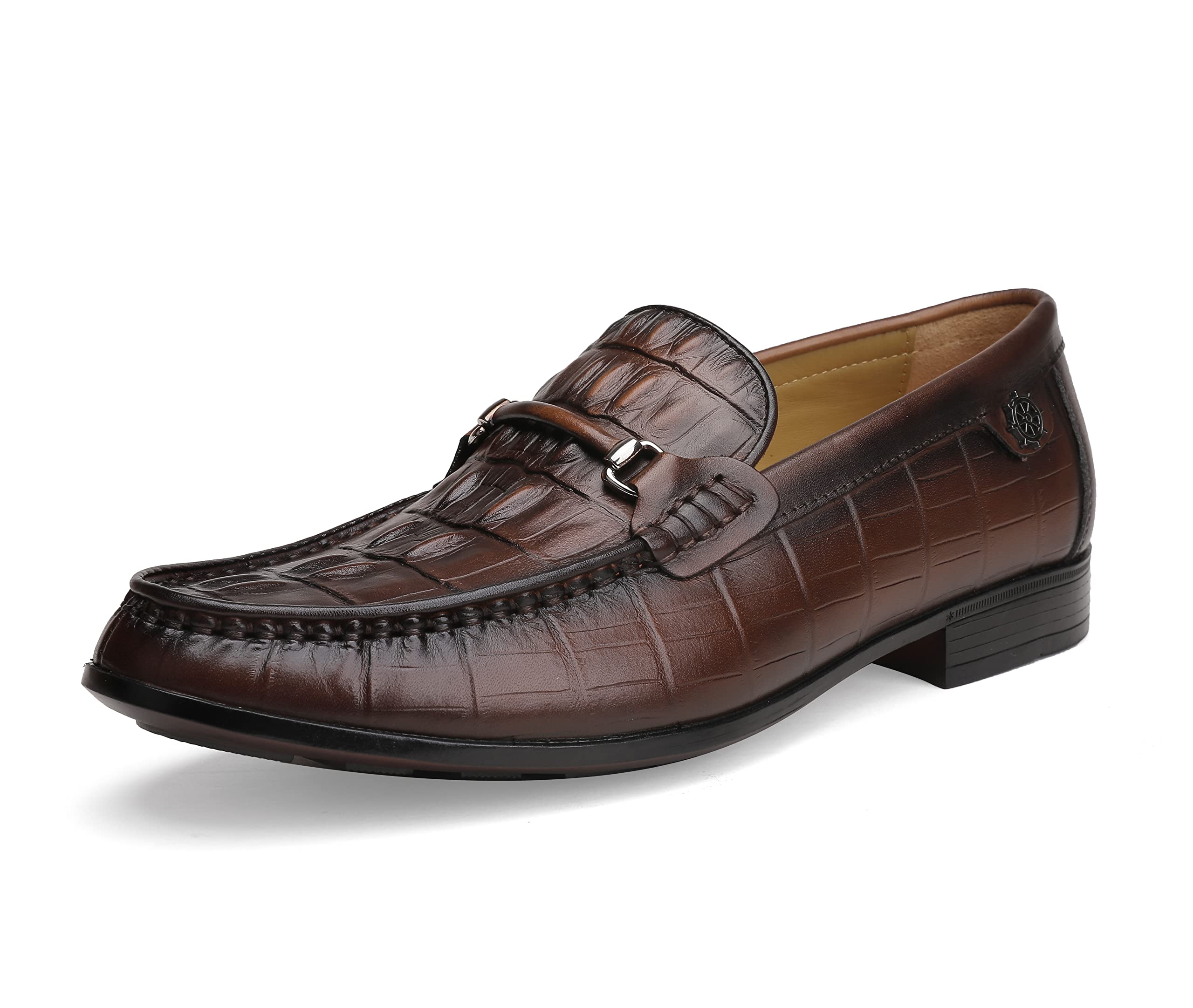 Premium Men's Leather Dress Shoes - Black Crocodile Print Business Loafers for Formal & Casual Wear | Slip-On Comfort for Office, Parties & Special Events