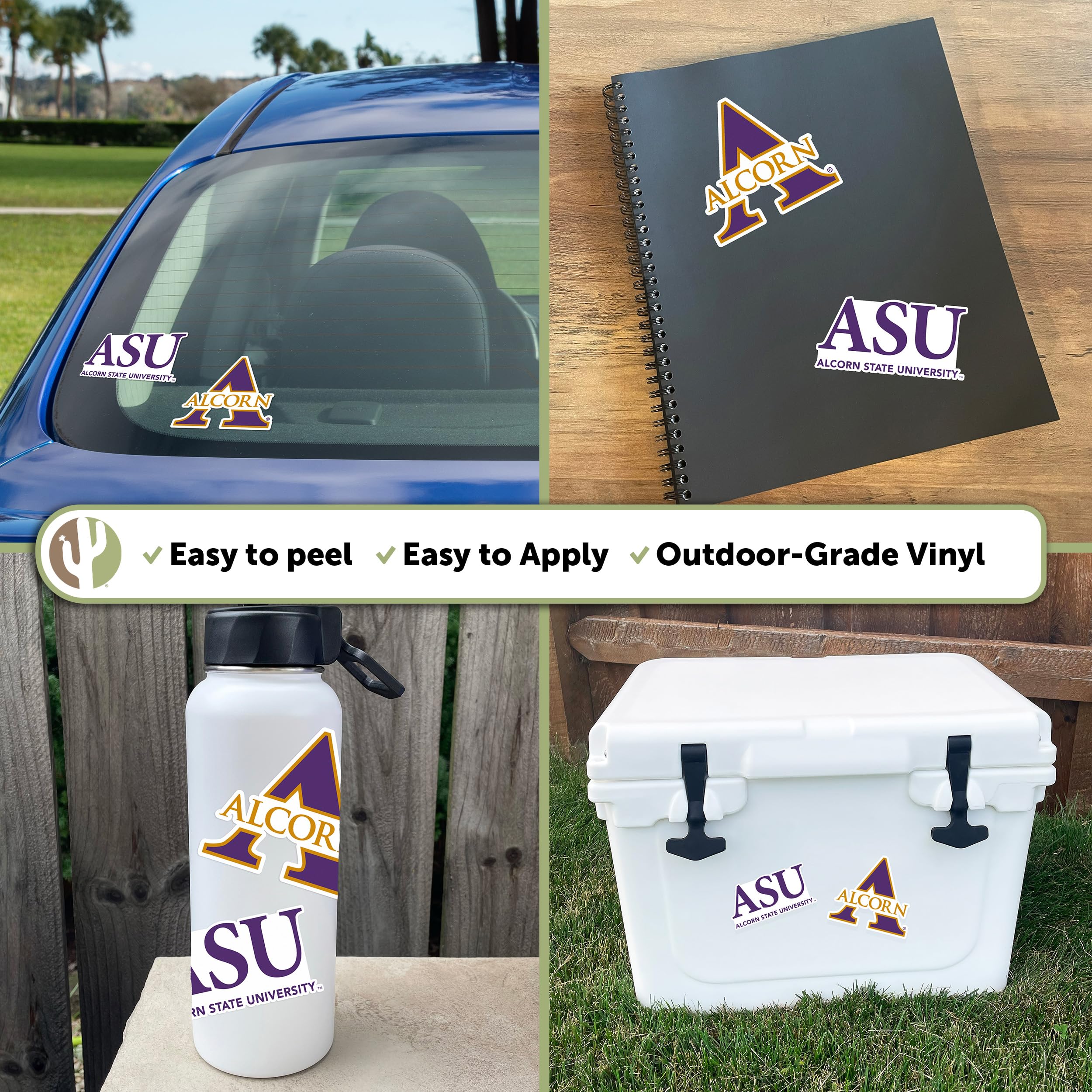 Desert Cactus Alcorn State University Braves Vinyl Decal Stickers - 4 Inch Set for Laptop, Water Bottle, Car & Scrapbook - Perfect for College Pride, School Spirit & Fan Gifts