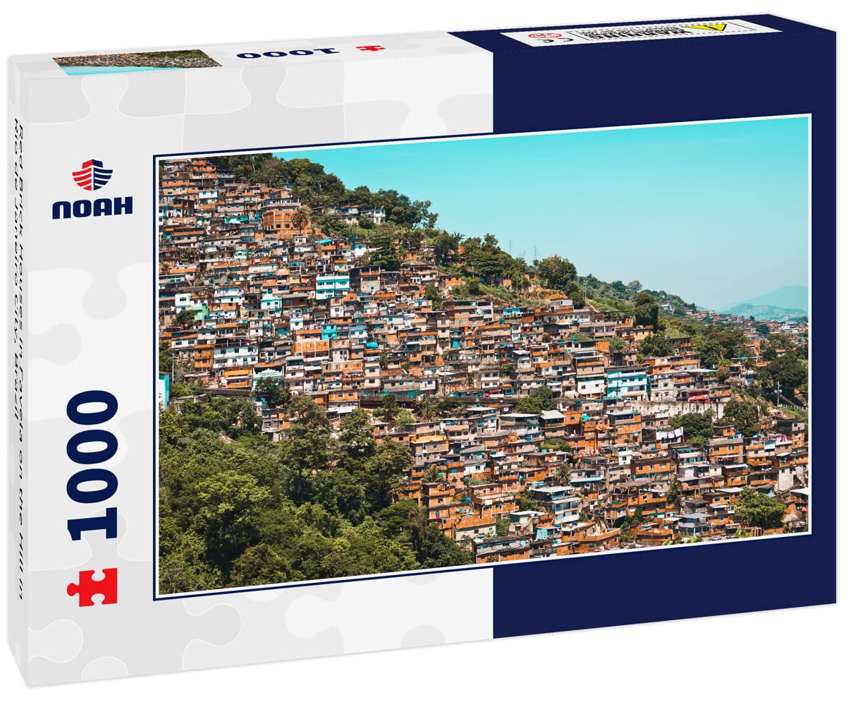 1000-Piece Noah Jigsaw Puzzle - Red Brick Houses in Rio de Janeiro Favela | Scenic Brazil Landscape Puzzle for Adults & Teens | Perfect for Home Decor, Relaxation & Family Game Night