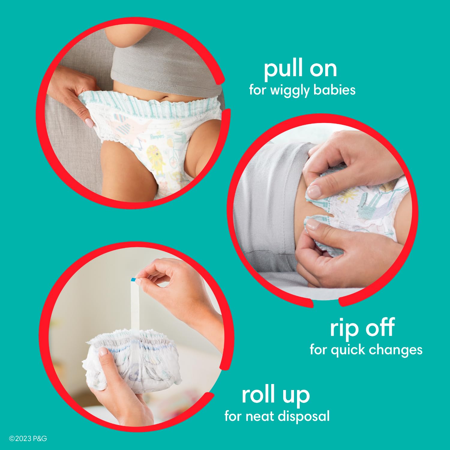 Pampers Pull-On Cruisers 360° Fit Disposable Baby Diapers - Size 6 (2 x 104 Count) | 2 Months Supply | Hypoallergenic Sensitive Water-Based Baby Wipes 12X Multi-Pack (1008 Count) | Perfect for Overnight Protection, Active Toddlers & Daycare Use