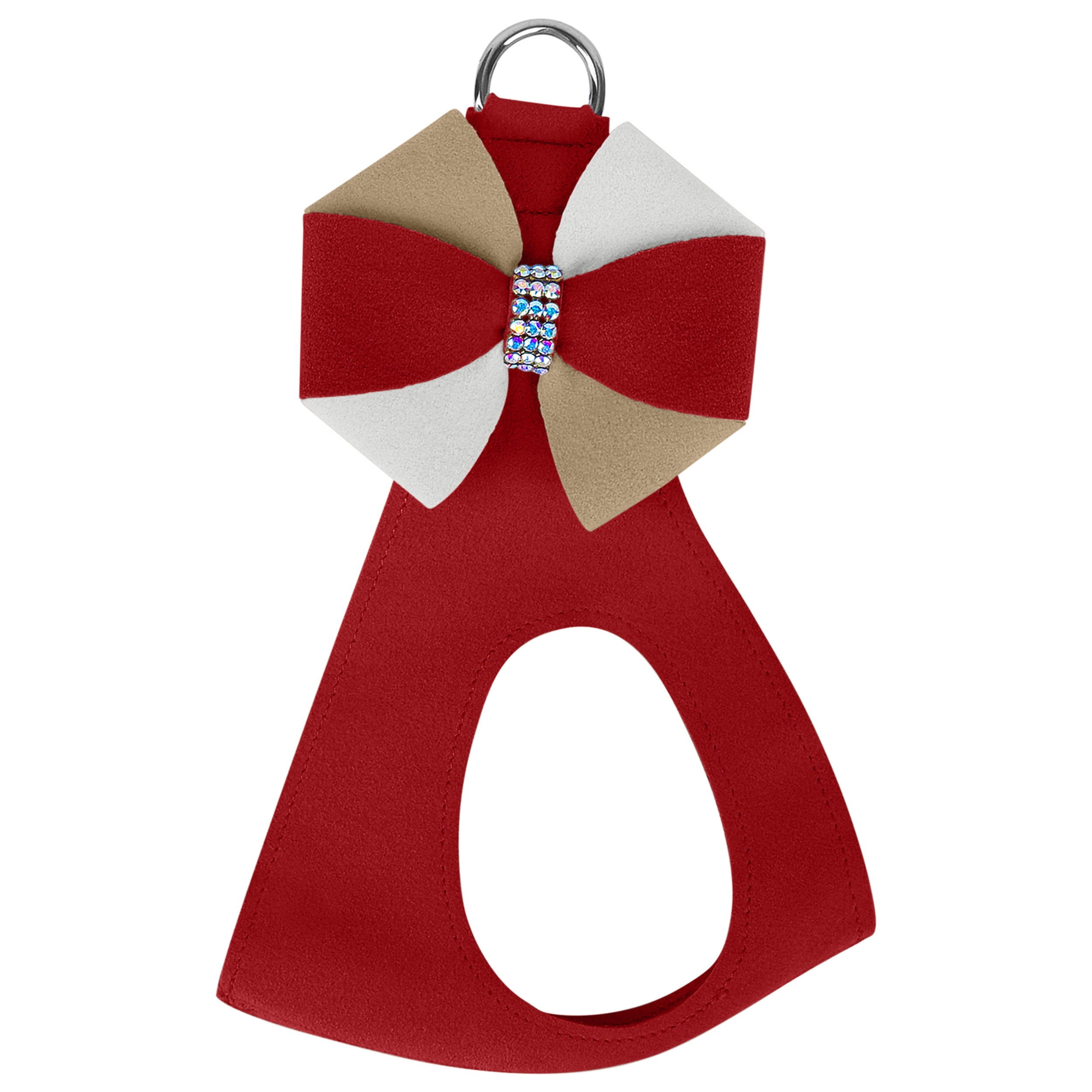 Game Day Glam Red & Sahara Pinwheel Bow Step-In Dog Harness - Perfect for Pet Costumes, Parties & Daily Walks