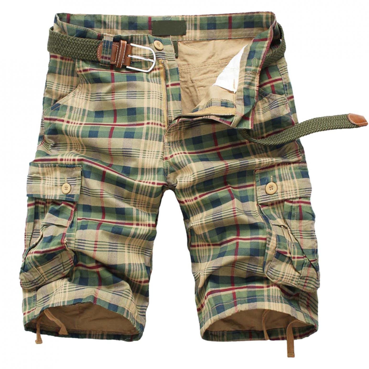 Men's Cargo Shorts with Elastic Waist & Multi-Pockets - Military Tactical Workout Shorts for Outdoor Activities, Hiking, and Gym Training