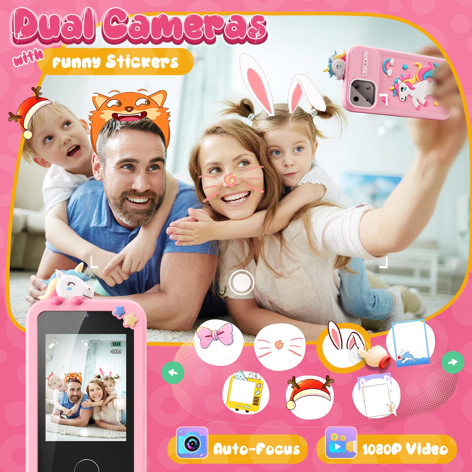 Unicorn Smart Phone Toy for Girls Ages 3-9 - 2.8