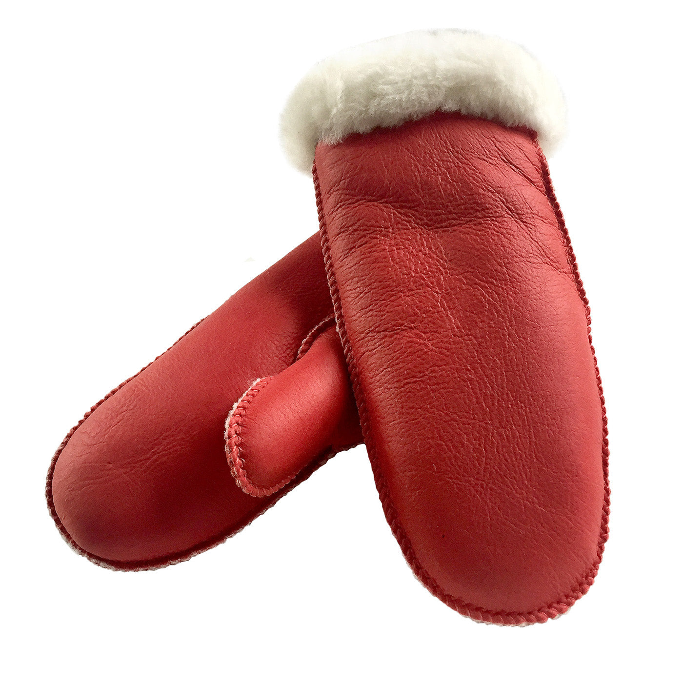 Women's Warm Red Sheepskin Mittens - Soft Winter Gloves for Cold Weather, Outdoor Activities & Snow Sports