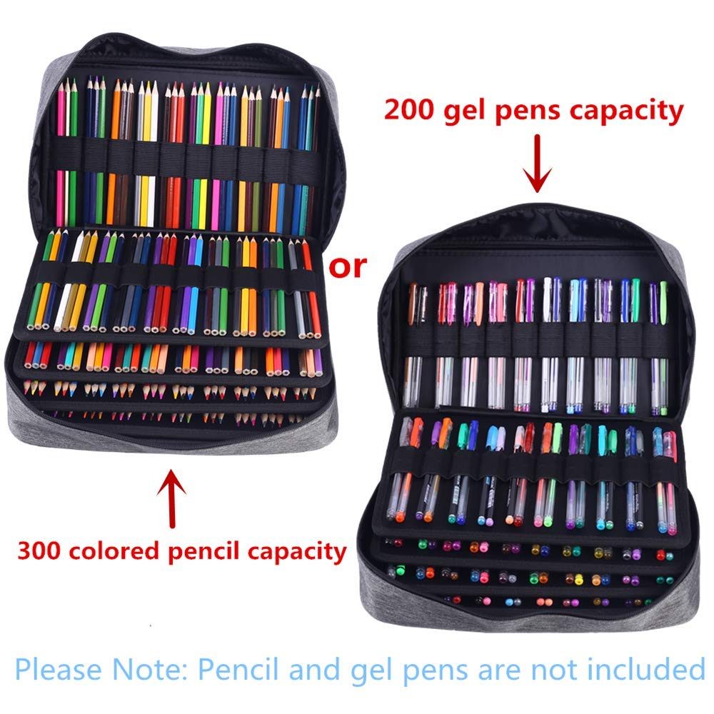 Shulaner Large Capacity Nylon Pencil Case - Holds 300 Colored Pencils or 200 Gel Pens with Zipper Closure, Perfect Organizer for Students & Artists - Ideal for School, Office, Art Classes & Travel