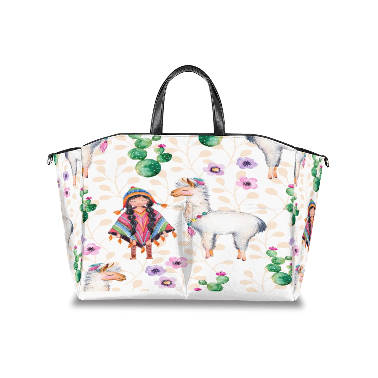 **Stylish Waterproof Diaper Bag Tote - Cactus & Llama Print Multifunctional Baby Stroller Organizer - Perfect for Travel, Shopping & Daily Use**