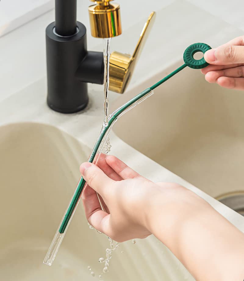 Extra Long Silicone Straw Cleaner Brush - 9.4 Inch Reusable Cleaning Brush for Tumbler, Water Bottle, Sippy Cup, Baby Bottles & Pipes | Perfect for Home, Office, Travel & Baby Care
