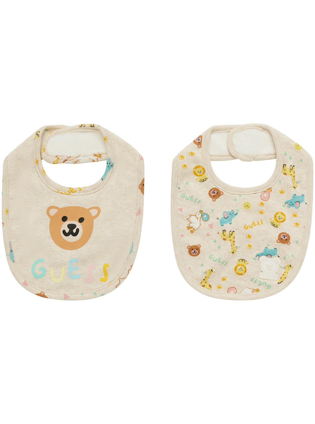 Beige Baby Bib 2-Piece Set - Soft & Absorbent for Messy Meals, Feeding Time & Toddler Outfits