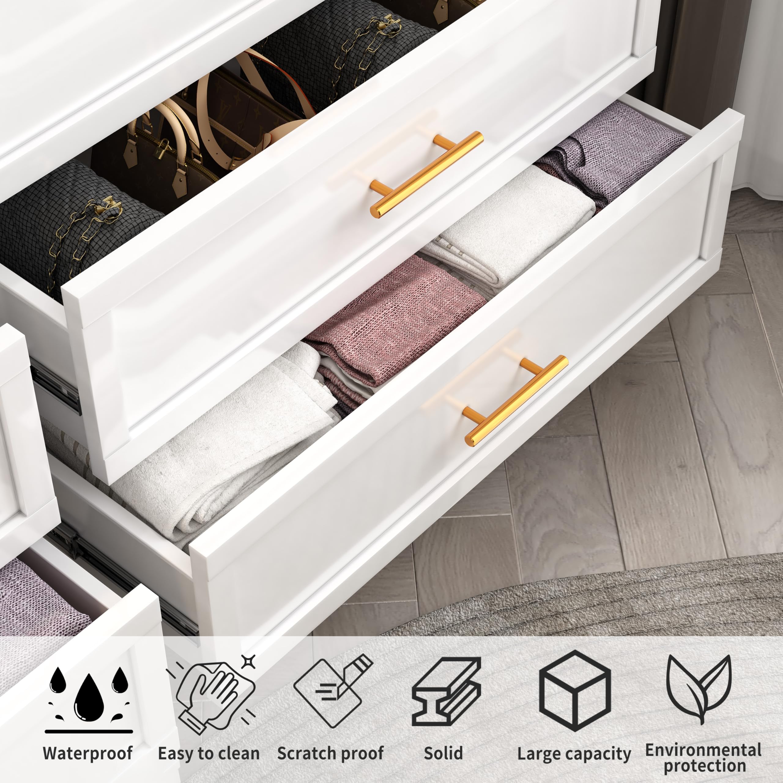 White 5-Drawer Tall Metal Dresser for Bedroom - Large Storage Chest of Drawers for Living Room, Hallway, Entryway & Home Office - Perfect for Organizing Clothes, Bedding & Office Supplies