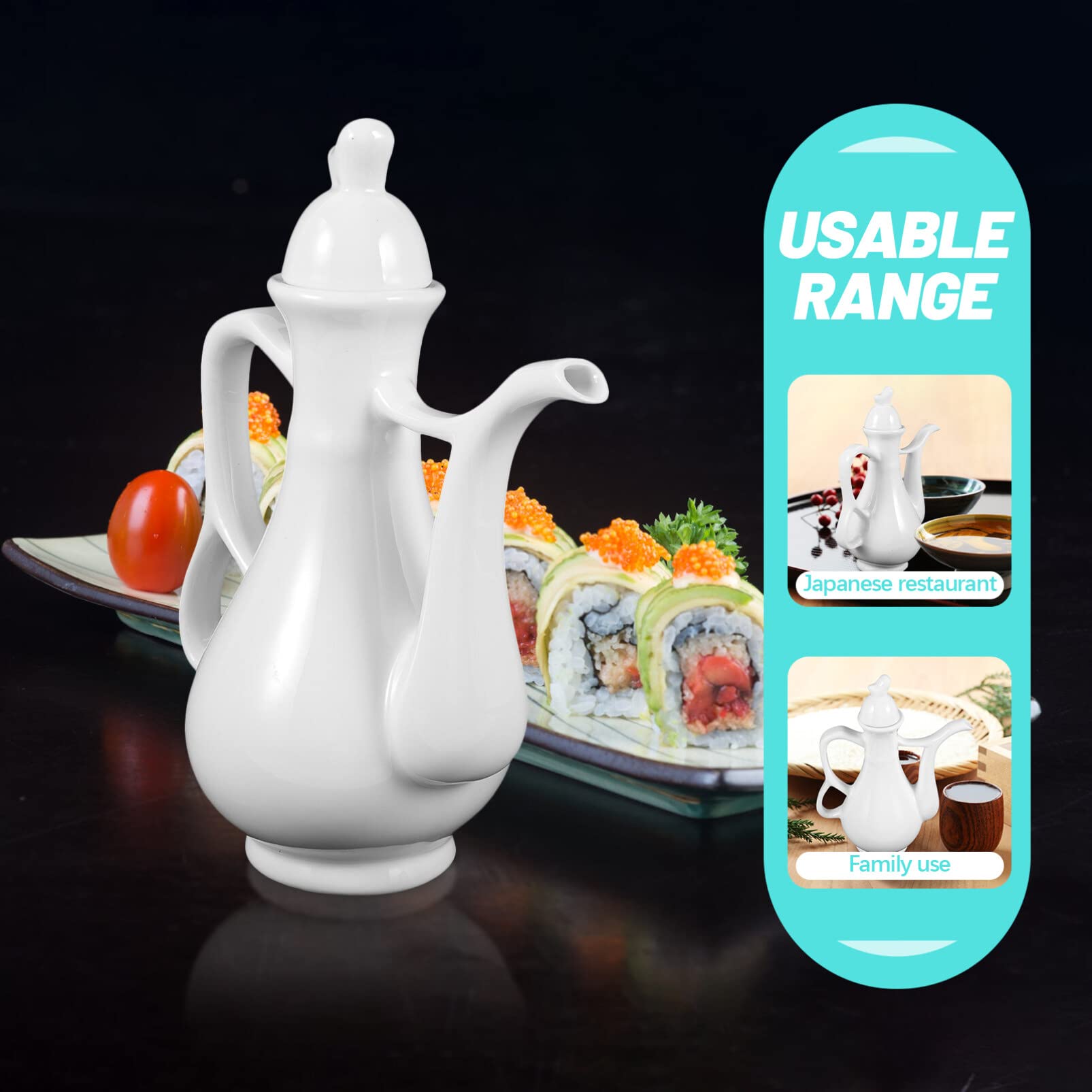 Kichvoe 280ml Ceramic Sake Jug - Portable Wine Bottle & Drinking Container for Sake, Japanese Rice Wine, Cocktails - Perfect for Home Entertaining, Dinner Parties & Traditional Tea Ceremonies