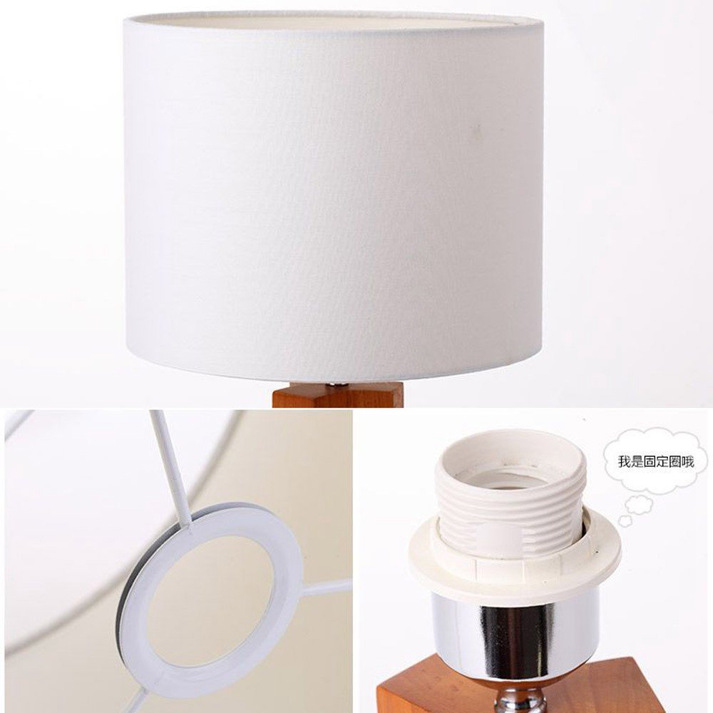 Modern Wooden Tripod Desk Lamp with Fabric Shade - Minimalist Study Light for Bedroom, Living Room & Office - Warm Ambient Lighting for Reading, Working & Relaxing