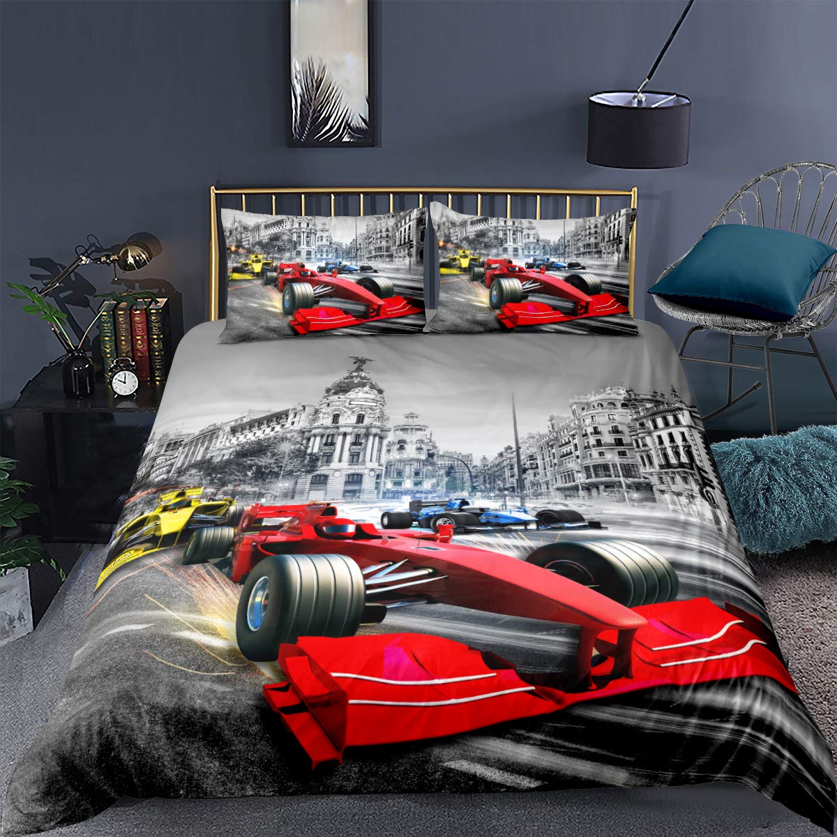 3D Dirt Bike Extreme Sports Duvet Cover Set - Twin Size 2-Piece Comforter Cover for Teen Boys & Men - Free Style Motocross Racer Design - Decorative Bedding Set for Motocross Fans & Sports Enthusiasts - Perfect for Bedroom Decor & Gift Ideas