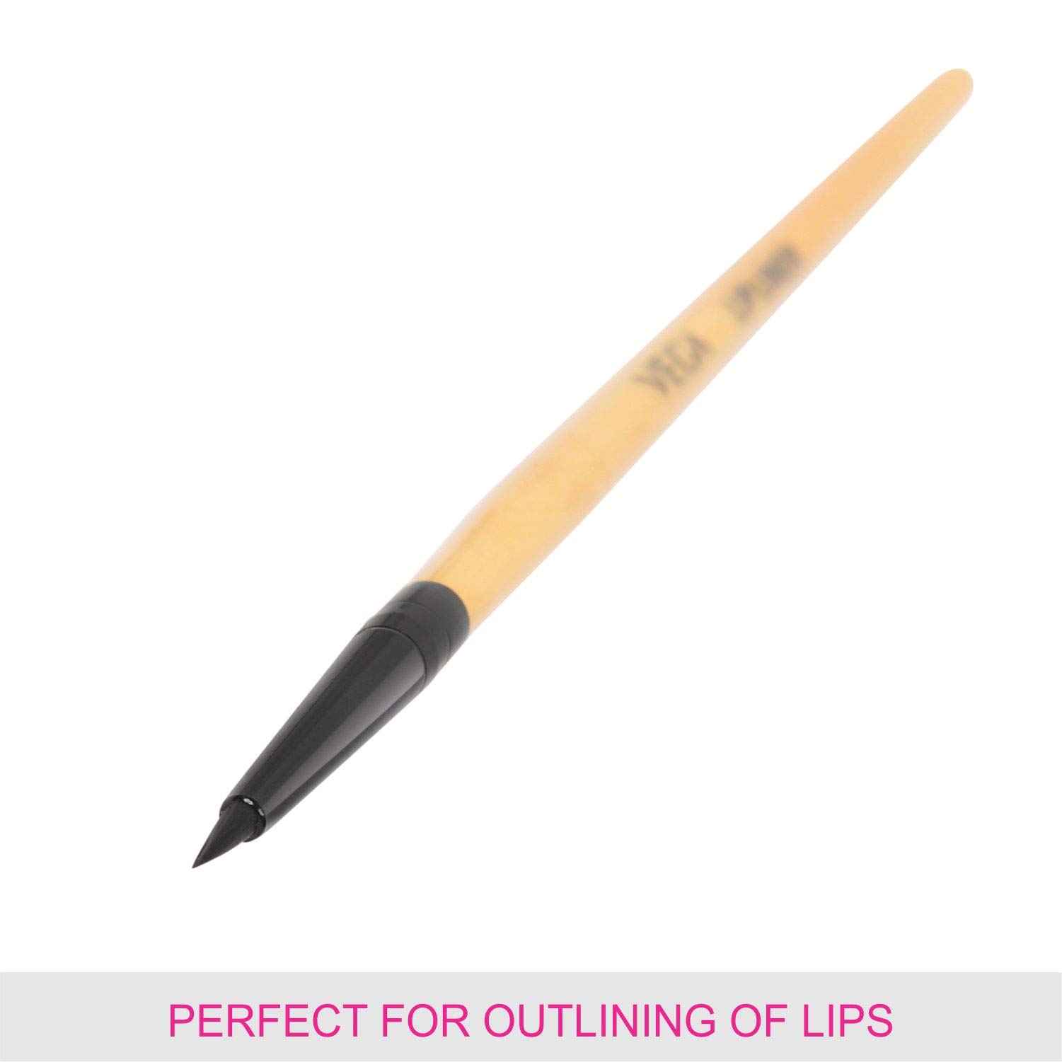 Vega Wooden Handle Lip Liner - Natural & Synthetic Hair Brush for Precise Lipstick Application | Perfect for Makeup Artists & Daily Beauty Routine