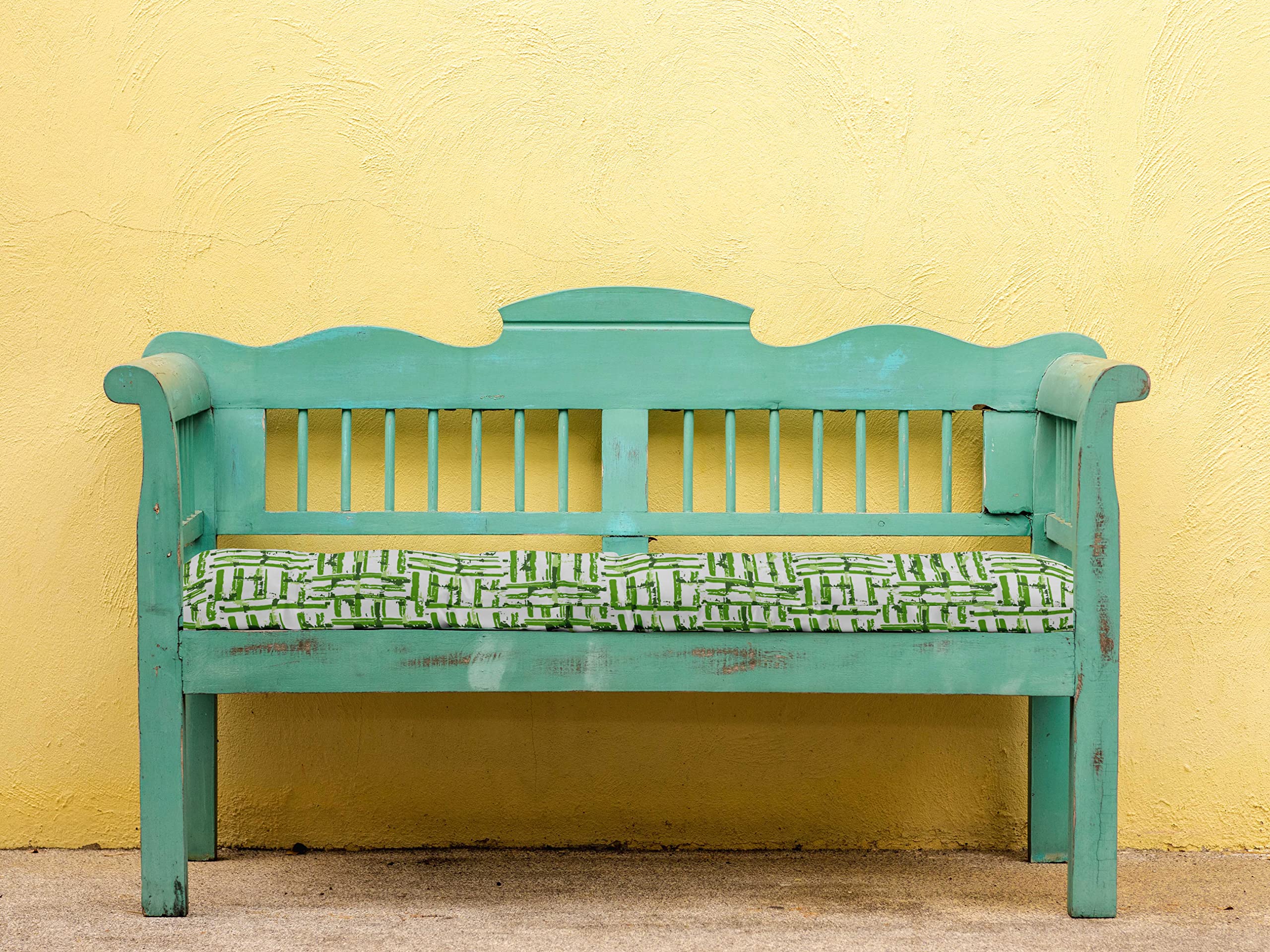 Printed Outdoor Bench Cushion - Water Resistant Garden Furniture for Patio, Front Porch & Outdoor Seating - Durable Pear Green Lounger Bench Seat - Perfect for Backyard Relaxation, Poolside Lounging & Deck Decor