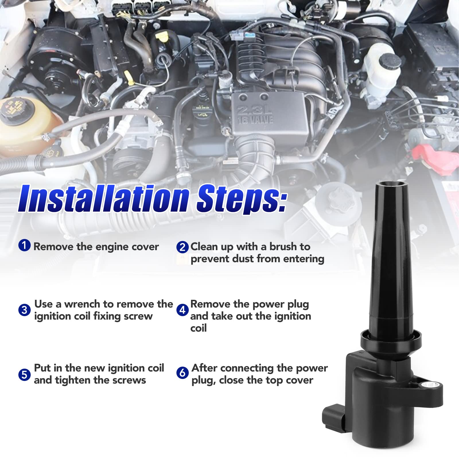 4-Piece Ignition Coil Pack & Spark Plug Set Compatible with Ford Fusion/Escape/C-Max/Transit Connect/Lincoln MKZ/Mercury Mariner/Milan (2010-2016) 2.0L 2.5L L4 - Replacement for DG507 - Perfect for Engine Tune-Ups & Performance Upgrades