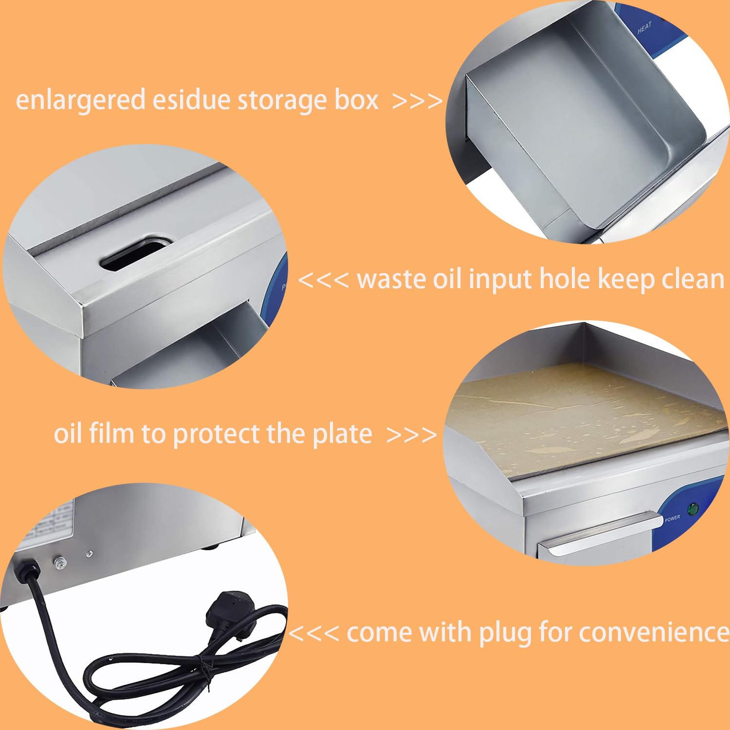DULONG 1500W Electric Flat Top Grill Griddle, 14