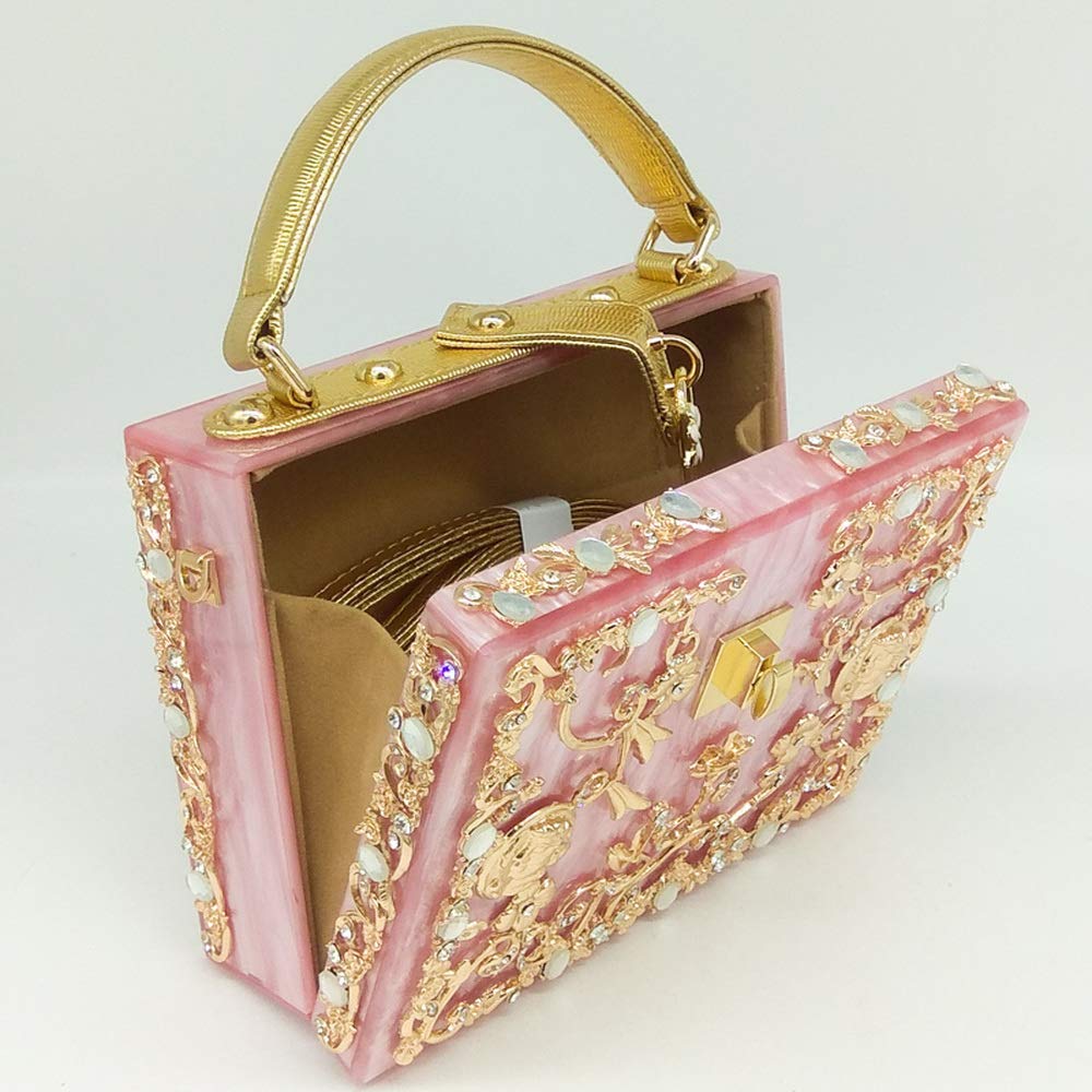 Stylish Acrylic Flower Shoulder Bag for Women - Rhinestone Evening Crossbody Purse for Parties & Events
