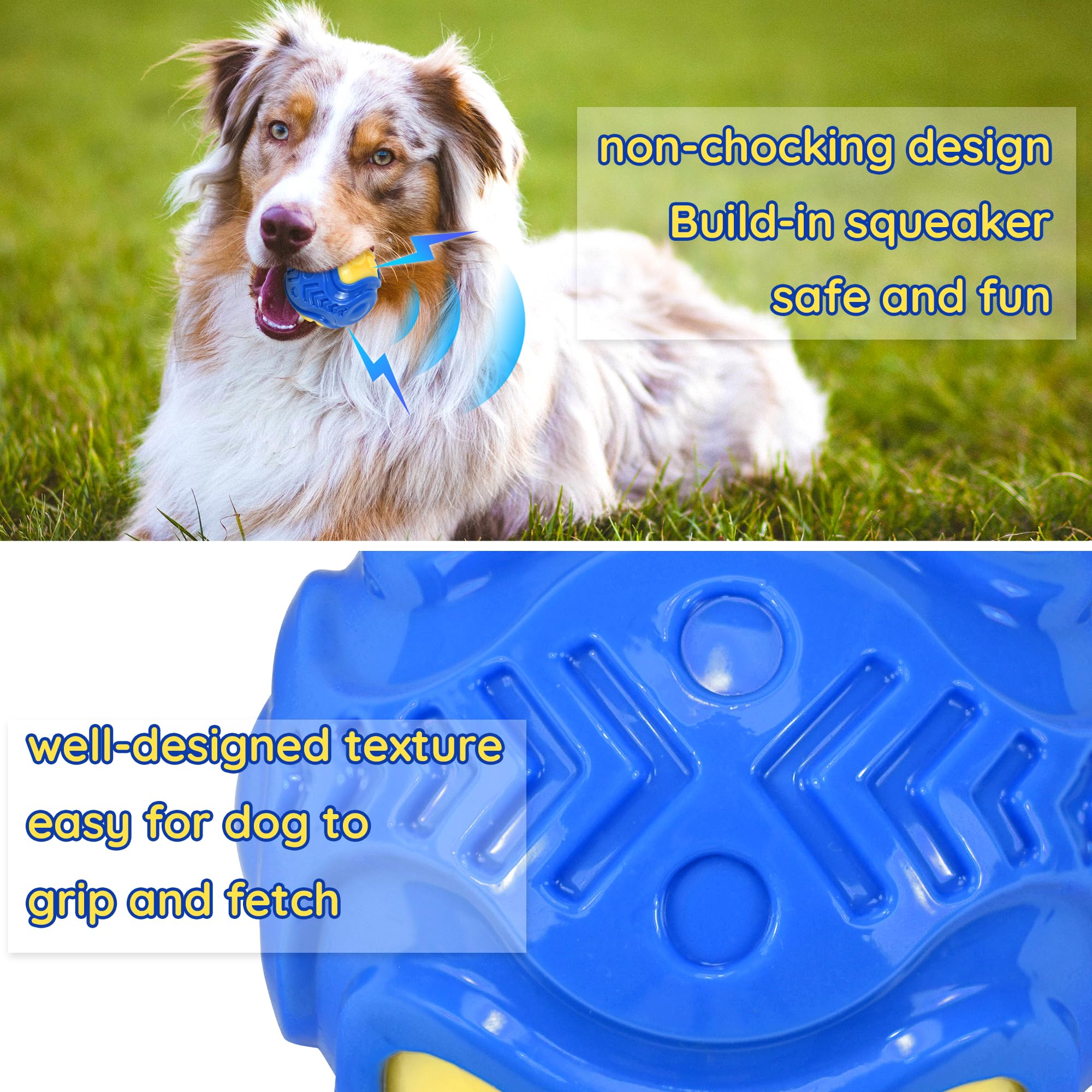 Durable Squeaky Dog Balls - 3 Inch Interactive Chew Toy for Aggressive Chewers | Puppy Ball Toys for Anxiety Relief & Teeth Cleaning | BPA Free Non-Toxic Dog Toys for Large & Small Breeds | Perfect for Fetch, Training & Indoor/Outdoor Play