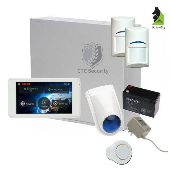 Bosch Solution 2000 Wireless Home Security Alarm System Kit with 2 Gen 2 Tritech Motion Detectors & 5 Touchscreen Keypads - Complete Protection for House, Apartment, Office Security (Easy DIY Installation)