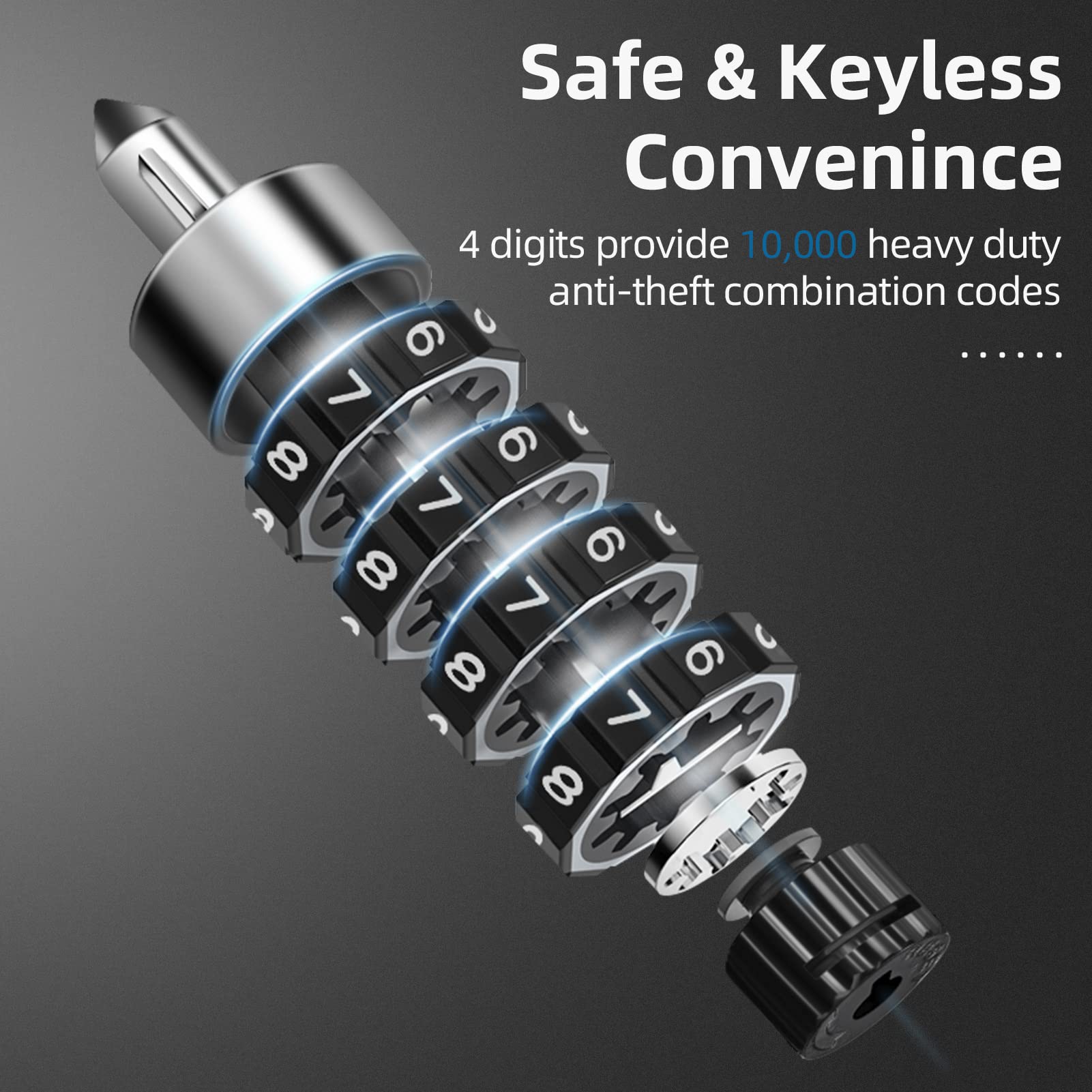 ROCKBROS Heavy Duty Anti-Theft Bike Lock - 3.2FT High Security Bicycle Chain Lock with Resettable Combination & 2 Keys for Bikes, Motorcycles, Scooters - Perfect for Outdoor Cycling, Garage Storage, and Home Security Protection