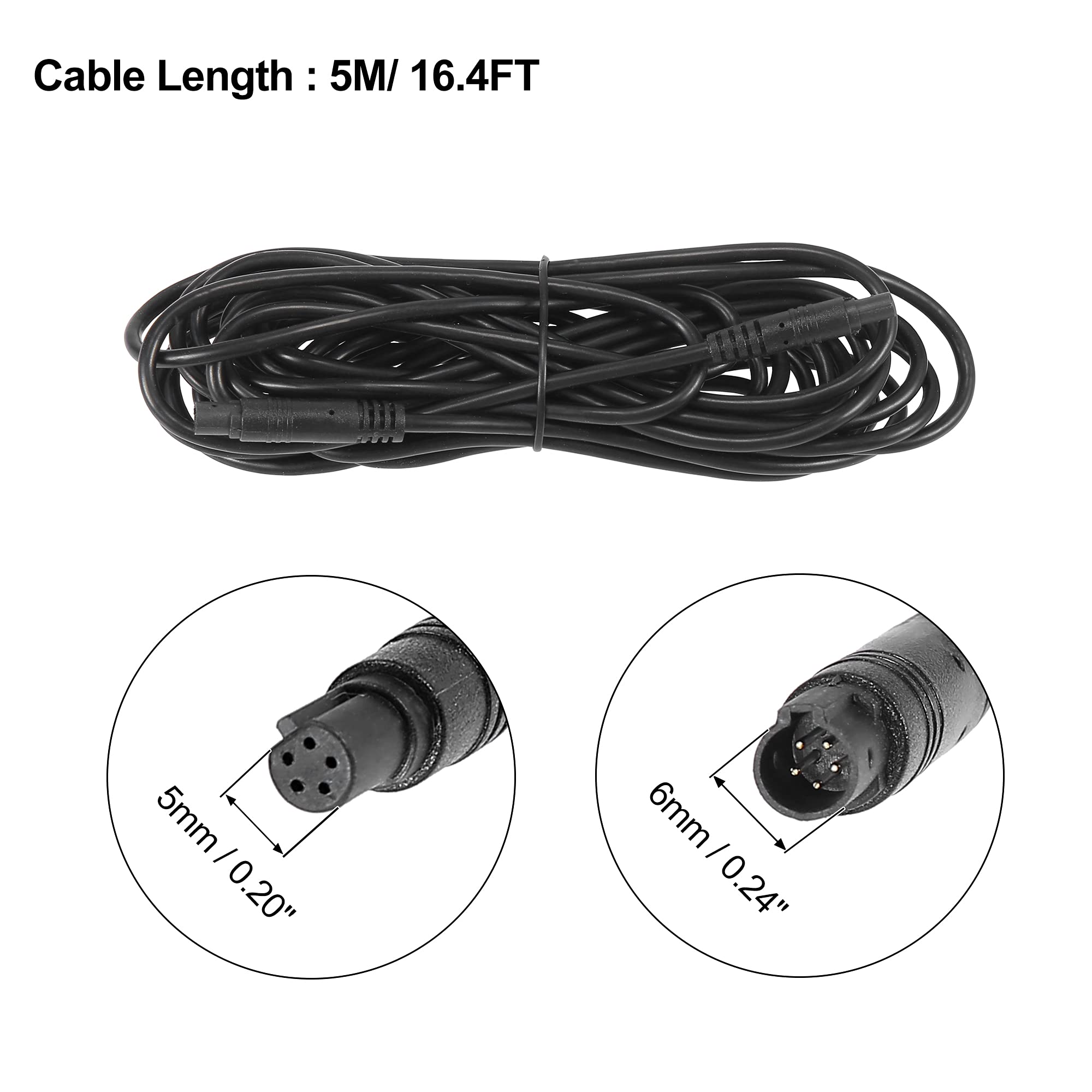 X AUTOHAUX 5 Pin 5m 16.4ft Backup Camera Extension Cable - High Quality Dash Camera Cord Wires for Car Rear View Camera - Perfect for Vehicle Backup Camera Installation & Dash Cam Setup