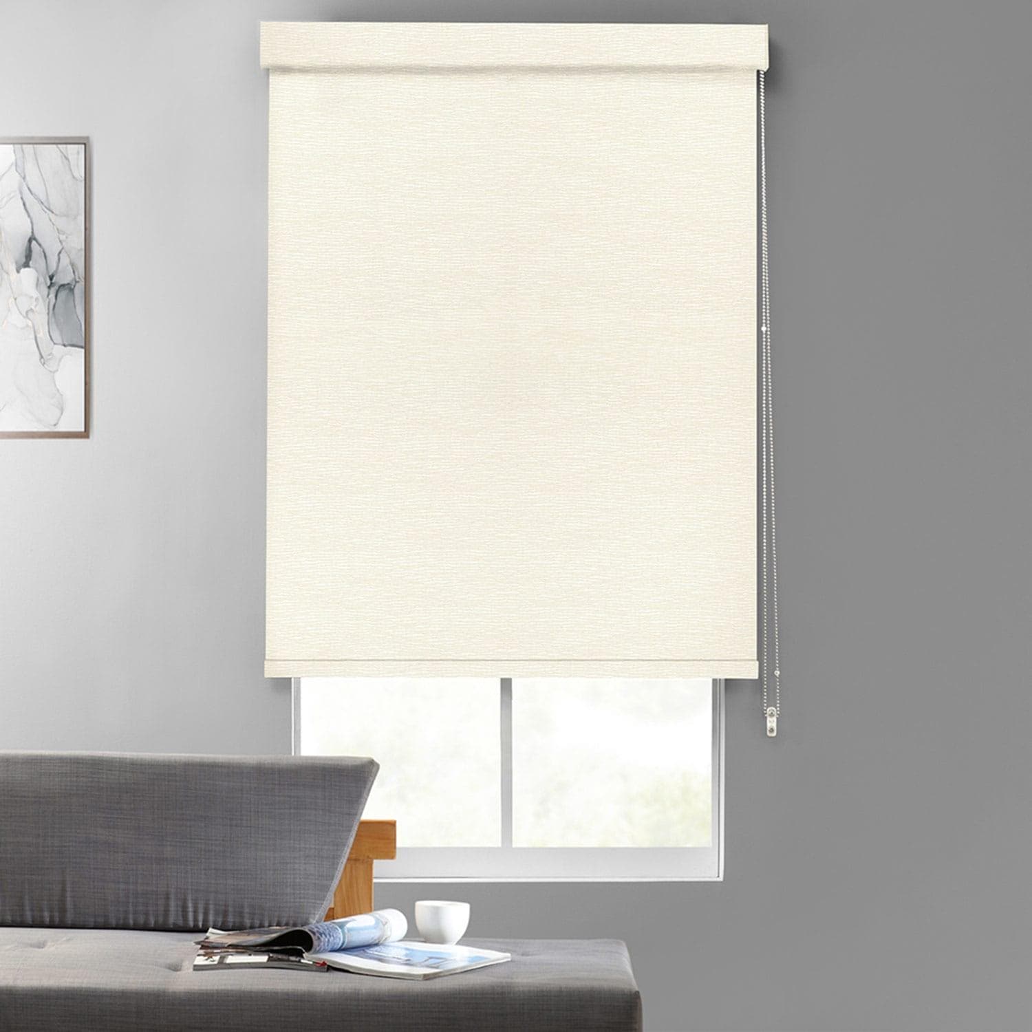 Textured Blackout Roller Shades - Foulard Pattern Window Coverings for Privacy & Light Control | Perfect for Bedrooms, Living Rooms & Home Offices