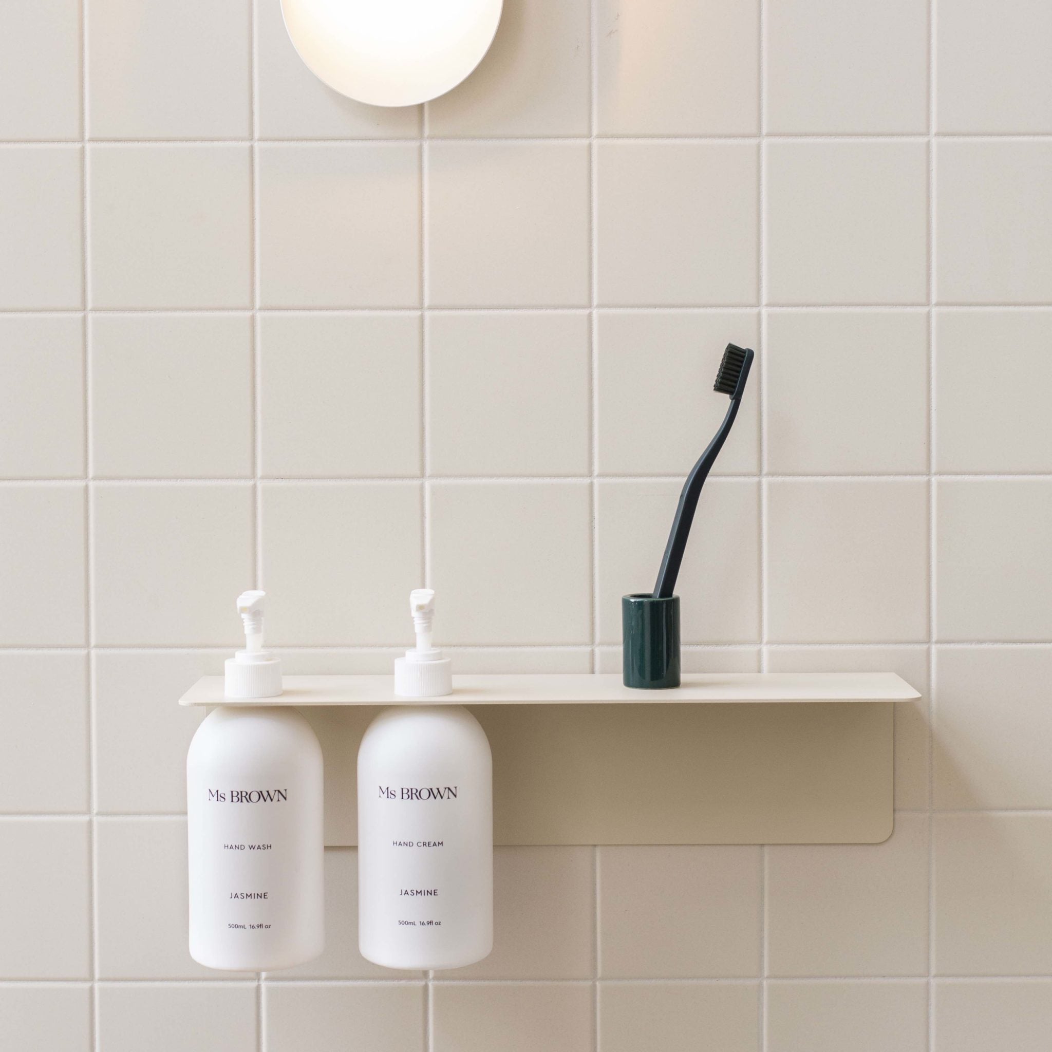 DESIGNSTUFF Dual Soap Dispenser Holder - Wall Mounted Bathroom Organizer for Liquid Soap & Lotion (Sand Color) - Perfect for Kitchen, Bathroom, and Laundry Room Storage
