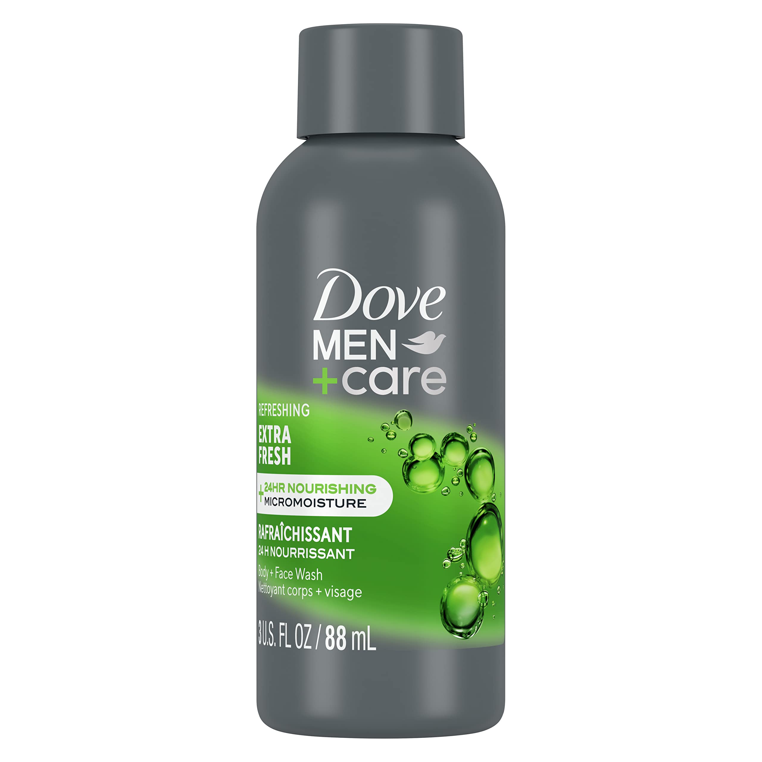 DOVE MEN + CARE Extra Fresh Body Wash for Men, 3 Ounce (Pack of 24) - Refreshing Shower Gel for Daily Use, Gym & Post-Workout Cleanse