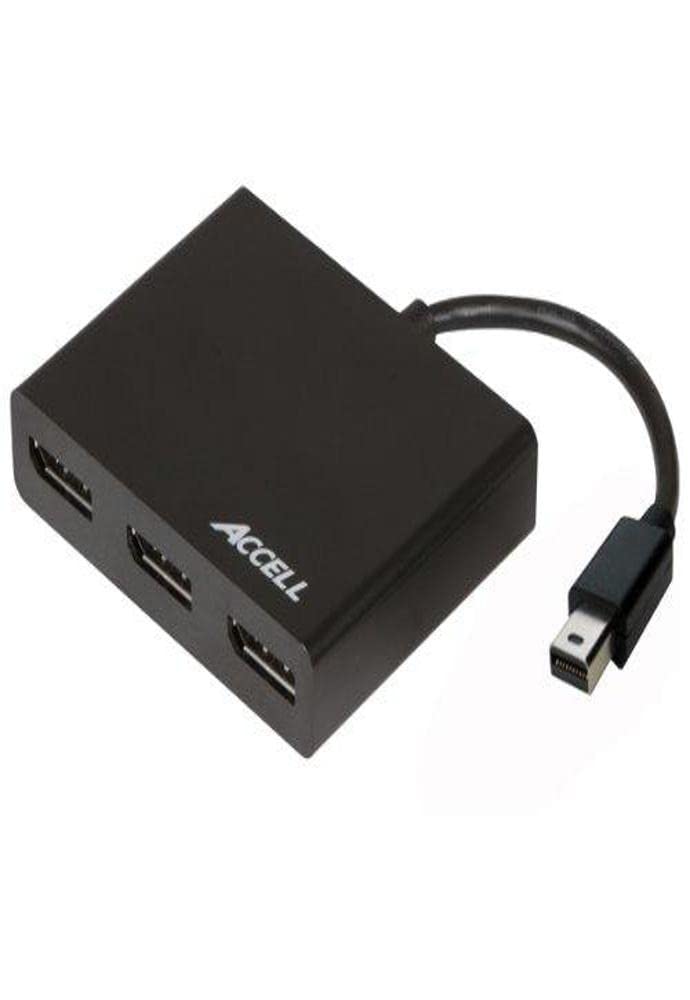 Accell mDP-3DP Multi Monitor Splitter - 1x Mini DisplayPort to 3x DisplayPort MST Hub - 4K@60Hz, Plug & Play, Black (K088B-003B) - Perfect for Home Office, Gaming & Multi-Screen Workstations