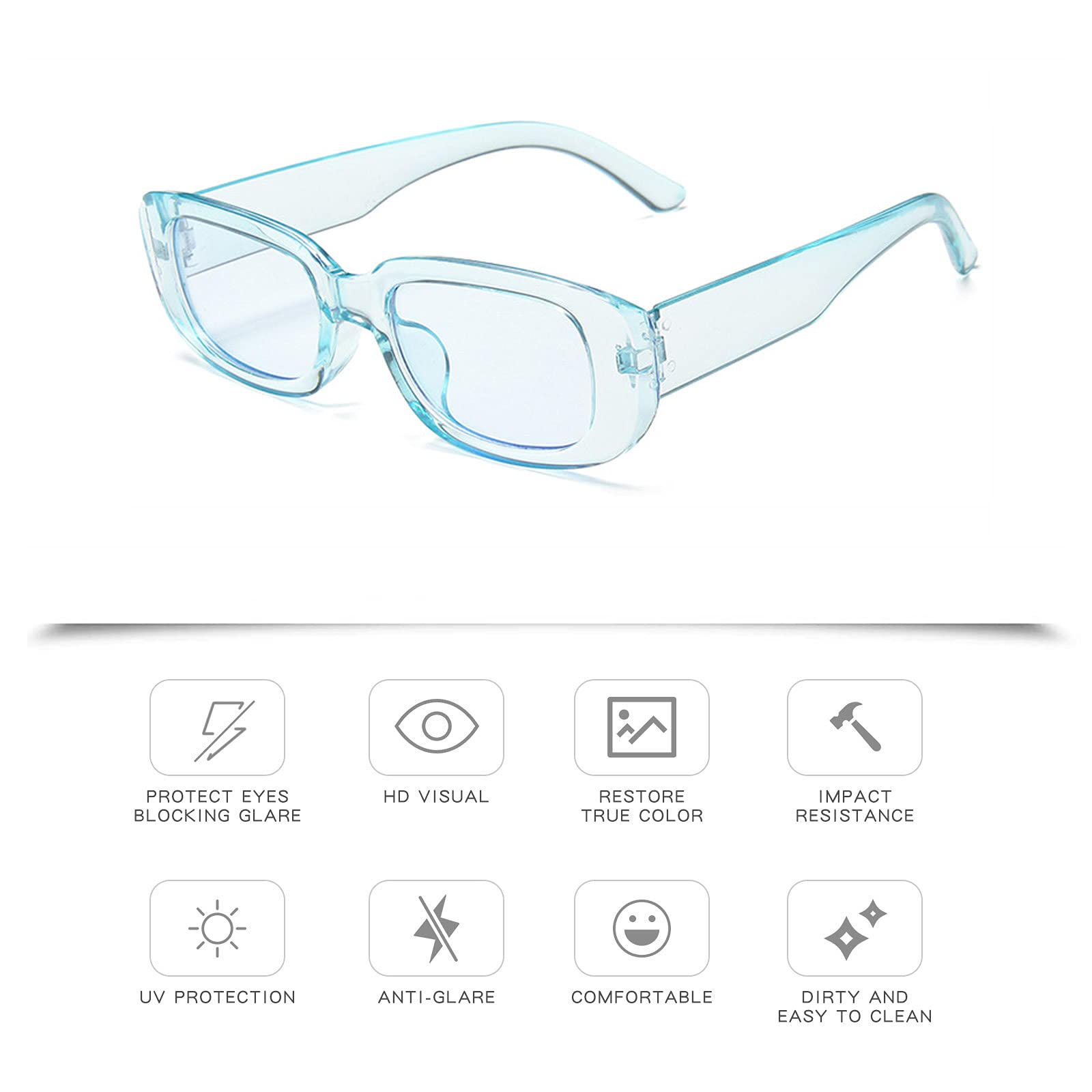 YQVIE 6 Pack Rectangle Sunglasses for Women & Men - Trendy UV Protection Sunglasses Bulk Pack for Party Favors, Beach, Festival & Summer Outfits (6 Bright Colors)