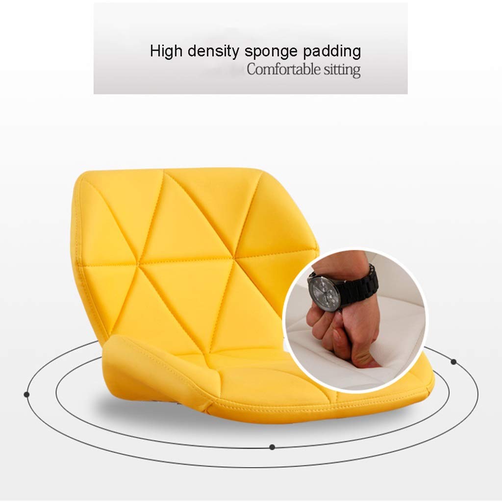 Ergonomic Office Chair - Adjustable Height Leather Desk Chair with Swivel & Wheels, Comfortable Padded Computer Chair for Home & Office, Chrome Base (Yellow) - Perfect for Long Work Hours, Gaming & Home Office Setup