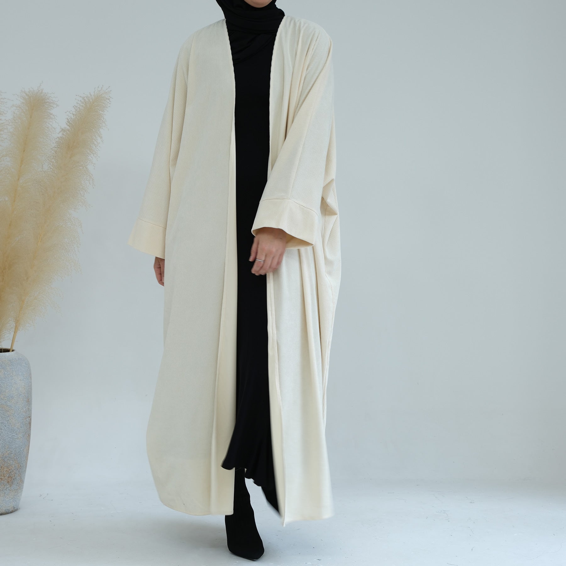 Melissa Corduroy Autumn Duster Coat in Eggnog Color | Women's Longline Corduroy Jacket for Fall & Winter | Perfect for Layering, Office Wear & Casual Outings