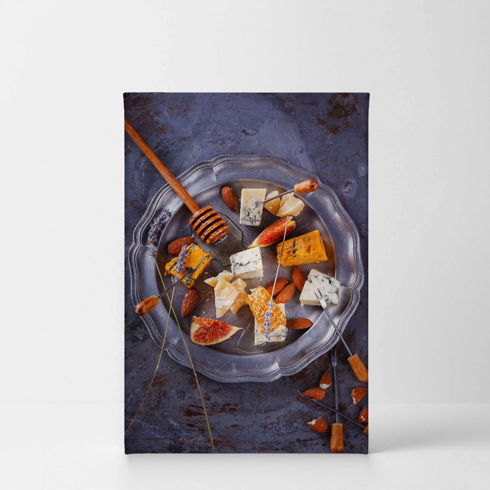 Delicious Cheese Plate & Honey Kitchen Canvas Wall Art Print - Modern Farmhouse Decor for Restaurant, Cafe & Dining Room - Housewarming Gift (36x24) Ready to Hang - Perfect for Rustic Kitchens & Cozy Dining Spaces